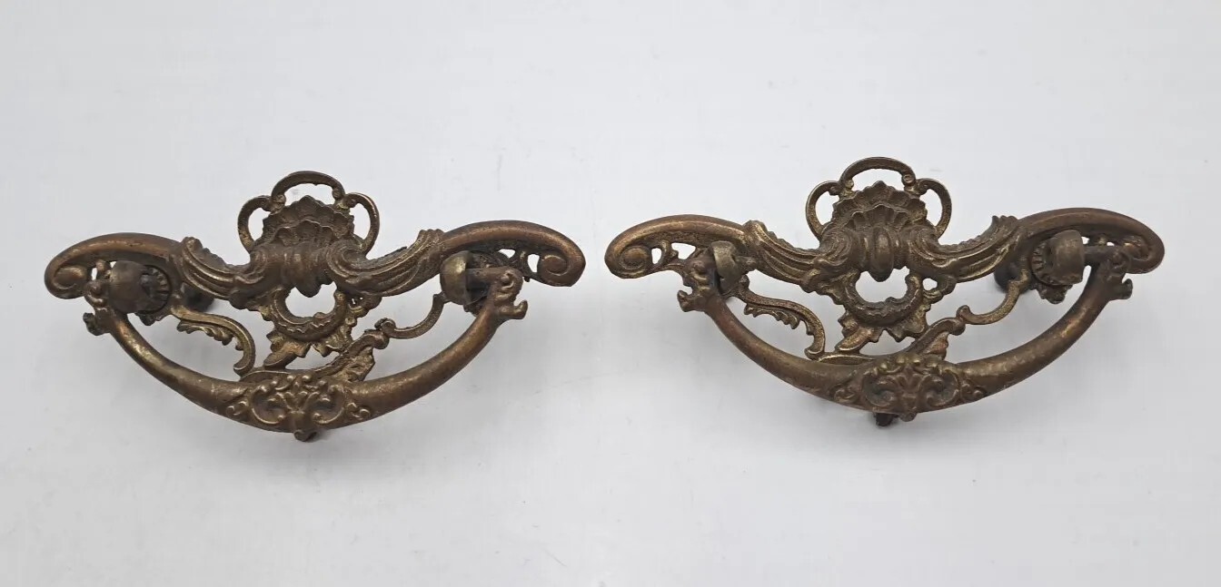 Drop Bail Pulls Drawer Hardware Cabinet Cupboard Handles Ornate Victorian
