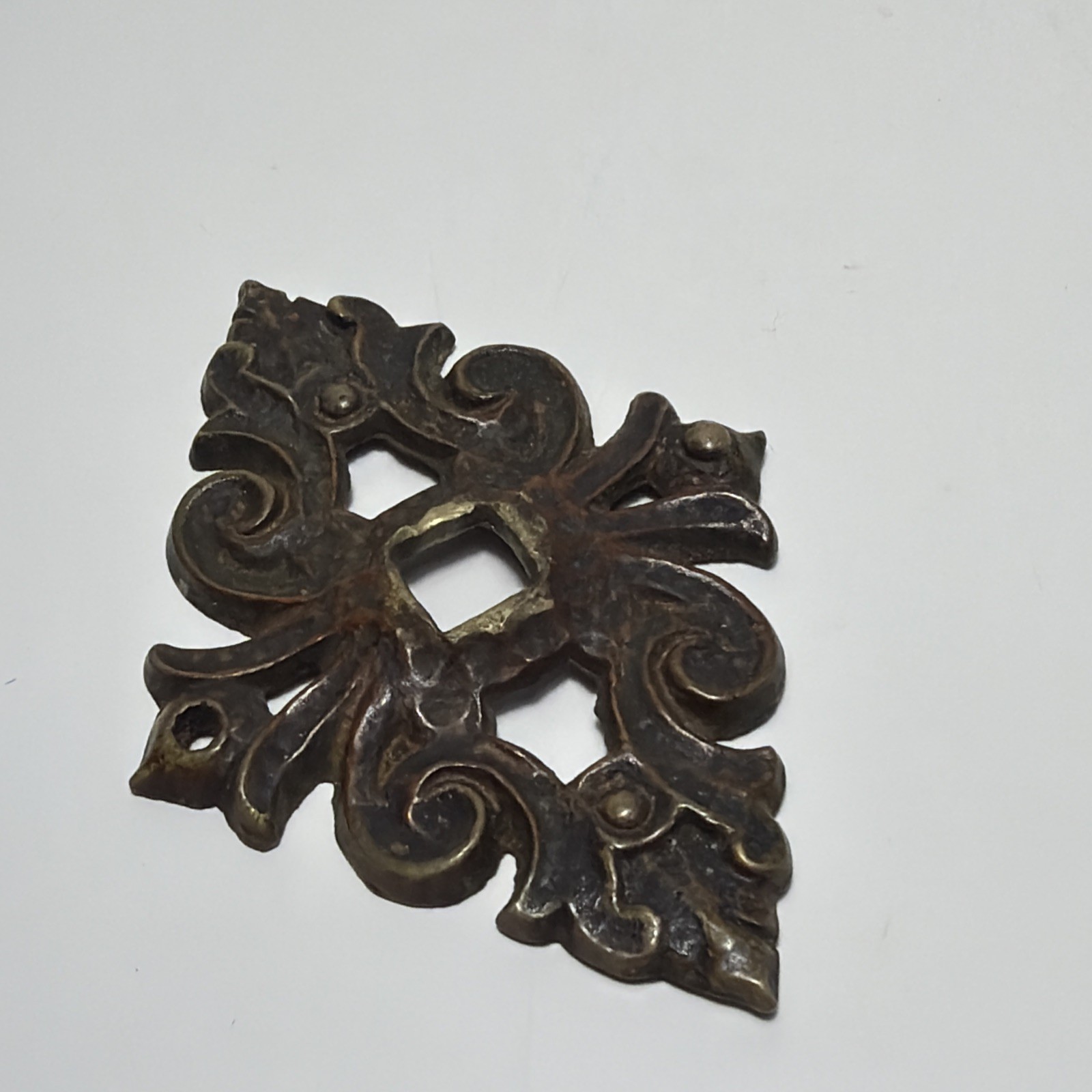 Vintage Drawer Hardware Metal Back Plate Brass 2.5″ Diamond Escutheon Gold