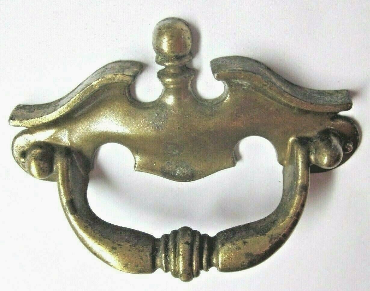 Nat’L National FO-3741 Drawer 1960s Pull Handle 3″ Centers Aged Dark Brass Vtg