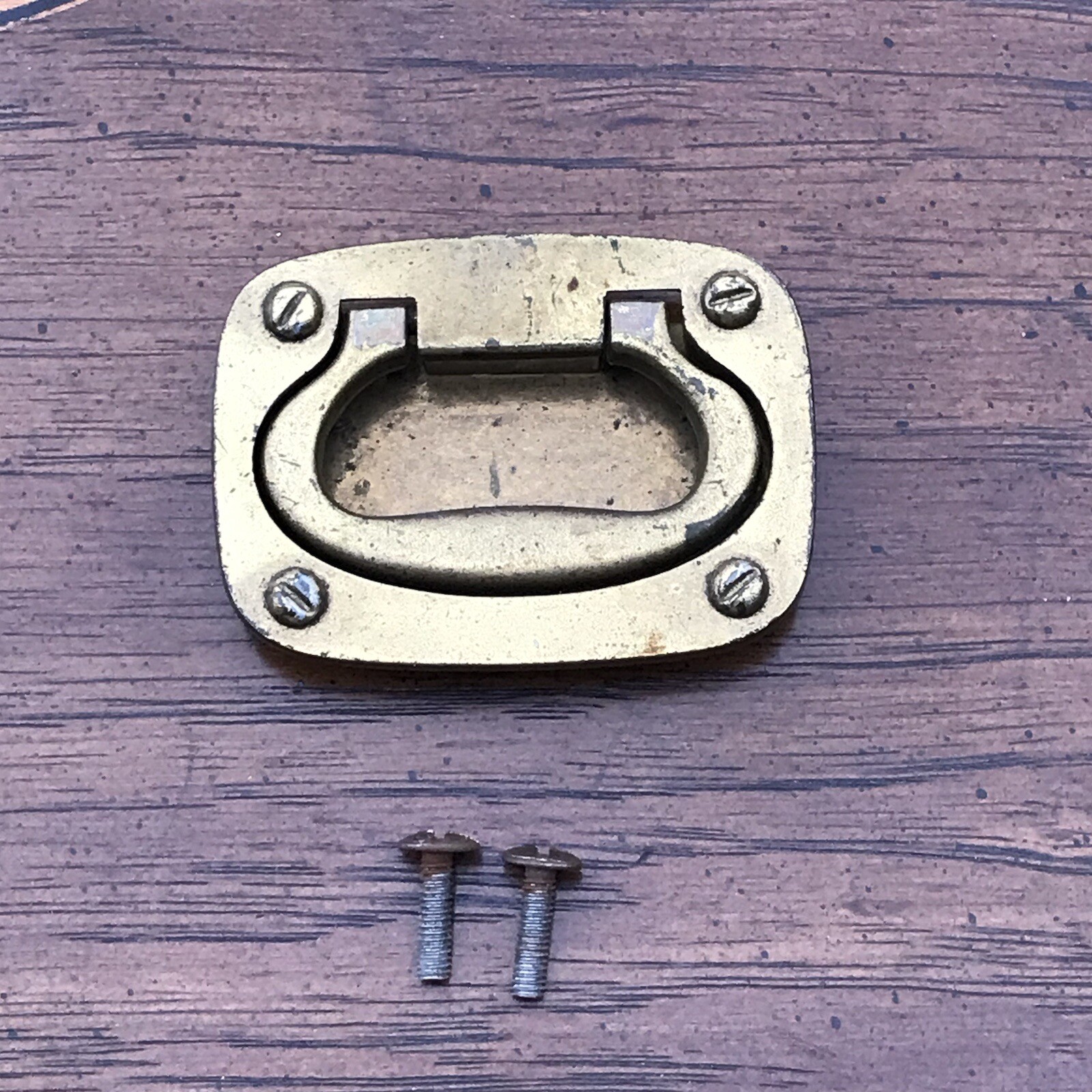 Drexel Oxford Square Drawer Pull Brass Bail Vintage Handle For Campaign Dresser