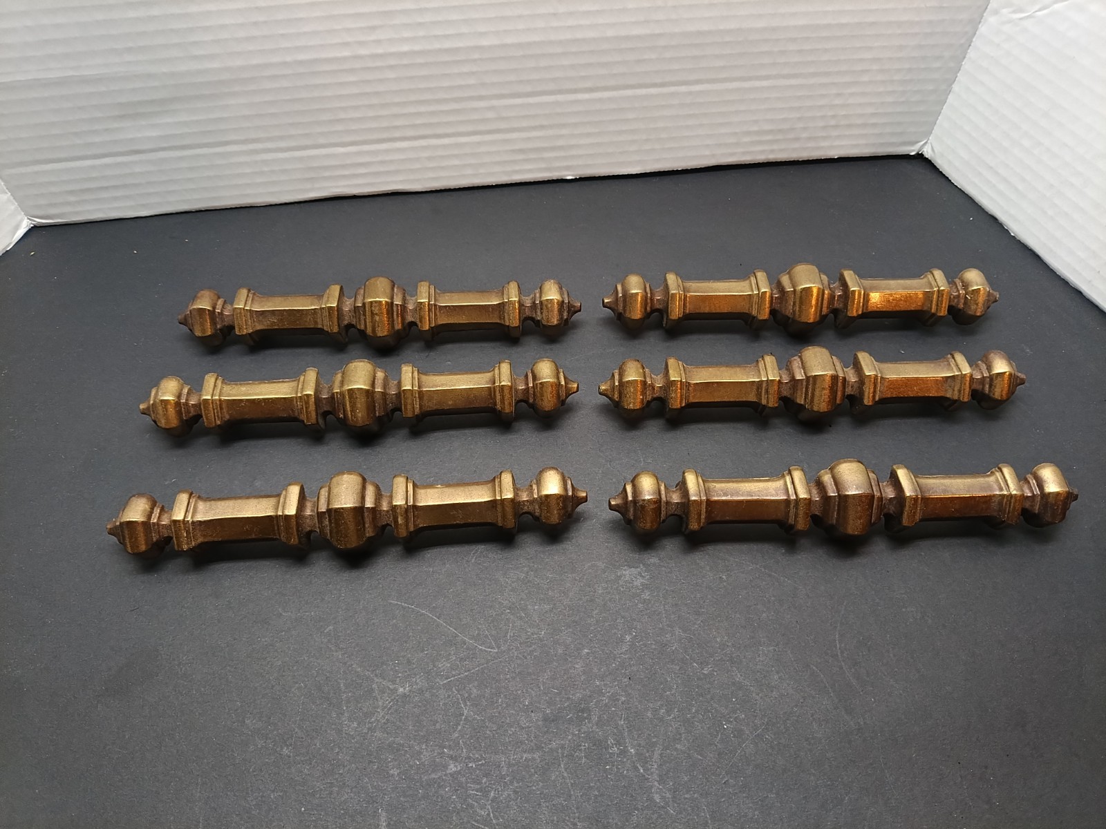 Lot Of 6 Vintage MCM Drawer Pulls Keeler Brass Co. No. 8075 7″ Length