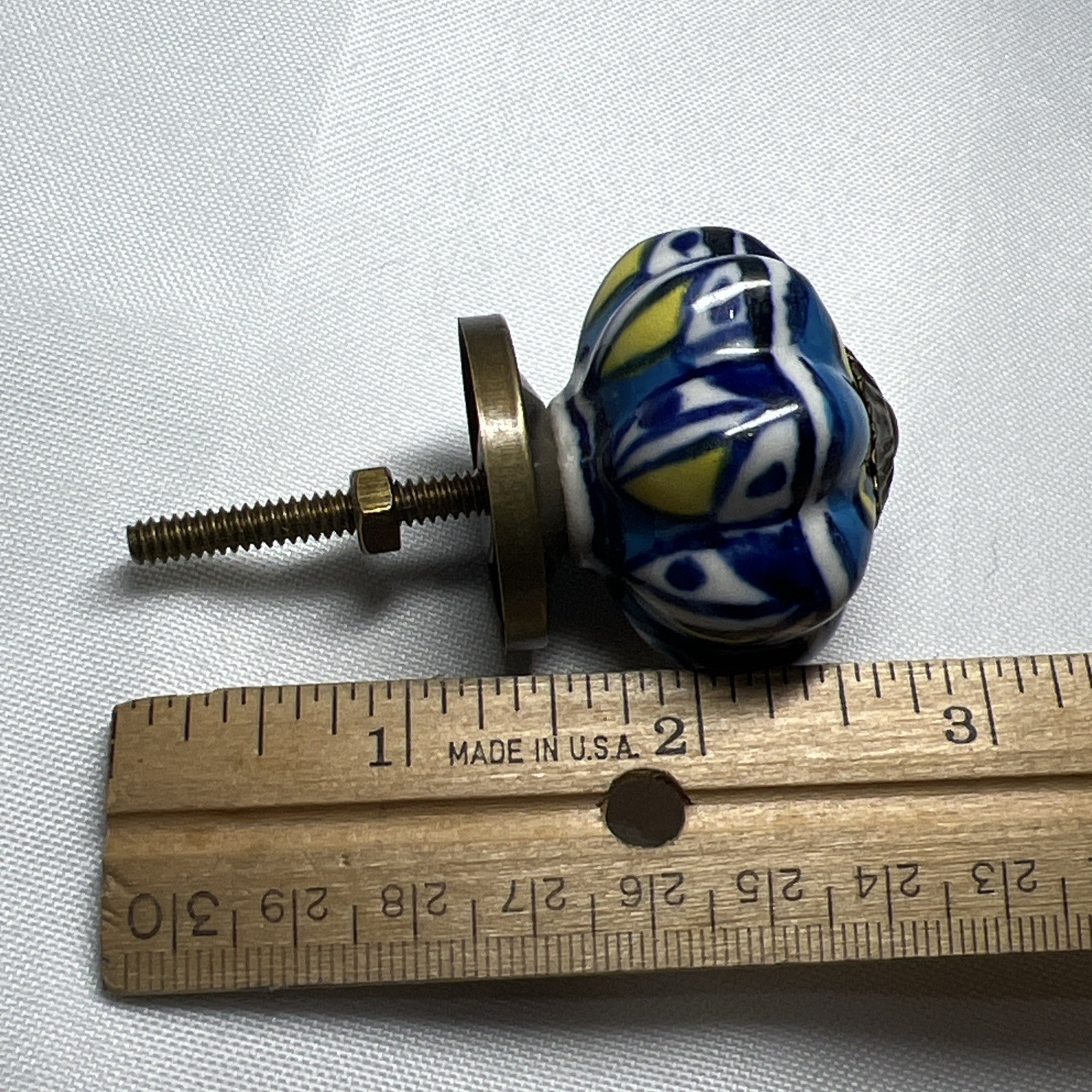 Antique Drawer Pulls 1.75” Blue Pattern Cabinet Kitchen Door Knob Handle