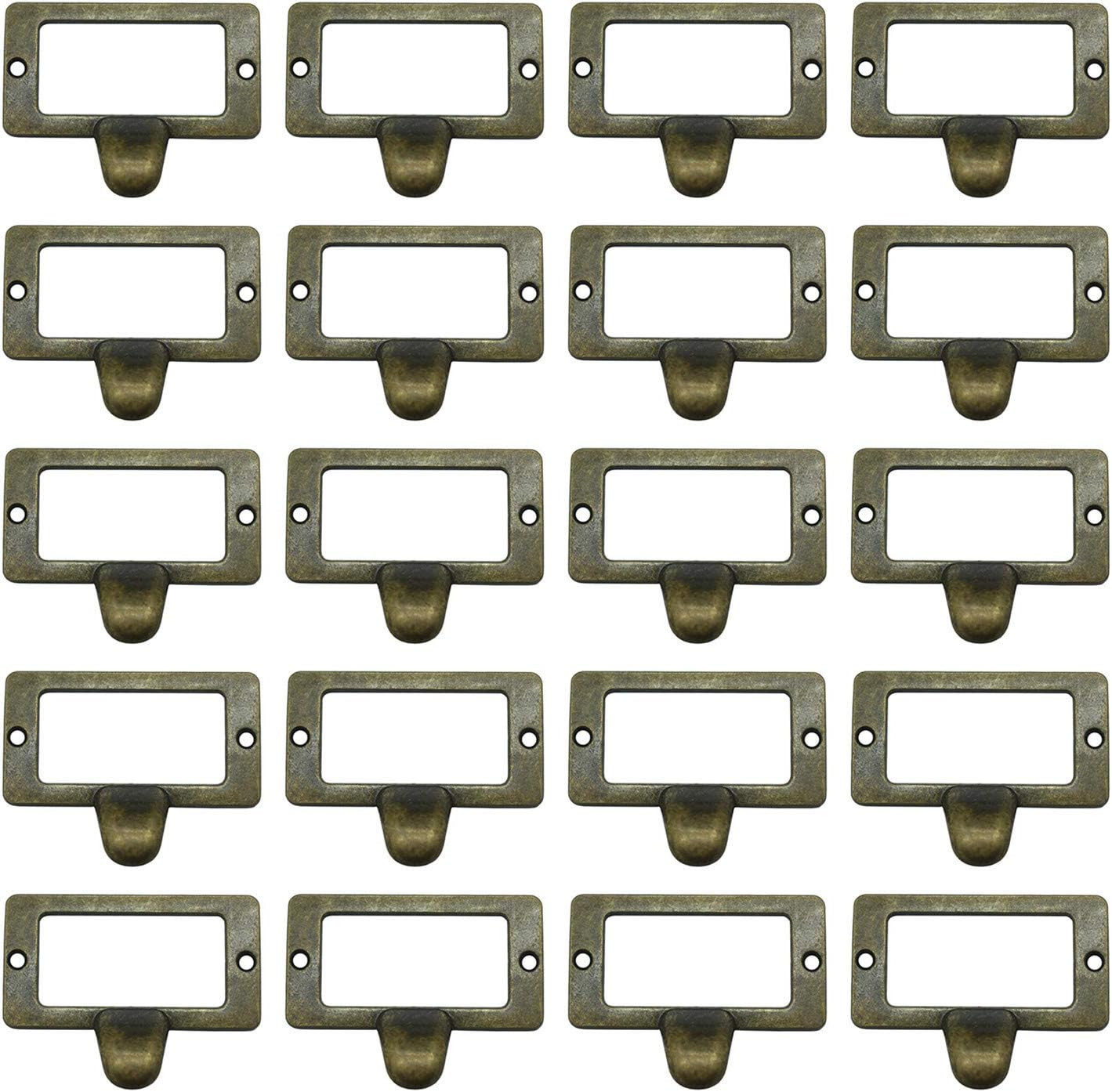 20-Pack Zinc Alloy Antique Bronze Label Frame Drawer Pulls -Vintage Industrial S