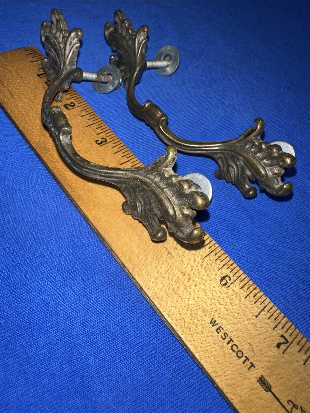 2 Vintage Cabinet Door Drawer Pulls Bureau Etc, Used