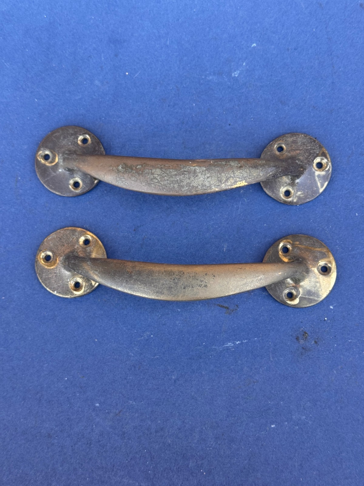 2 Antique Style Solid Brass Lg Gate Cabinet Trunk Chest Door Handles pulls 6″