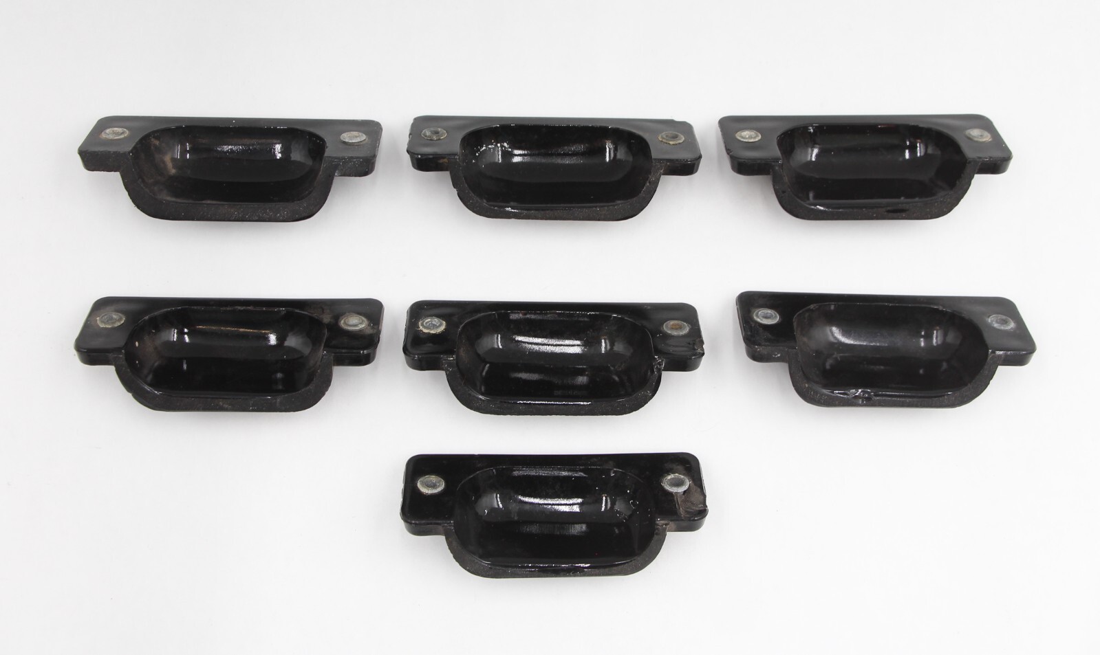 Set of Antique Rare 3.875 in. Black Glass Bin Pulls