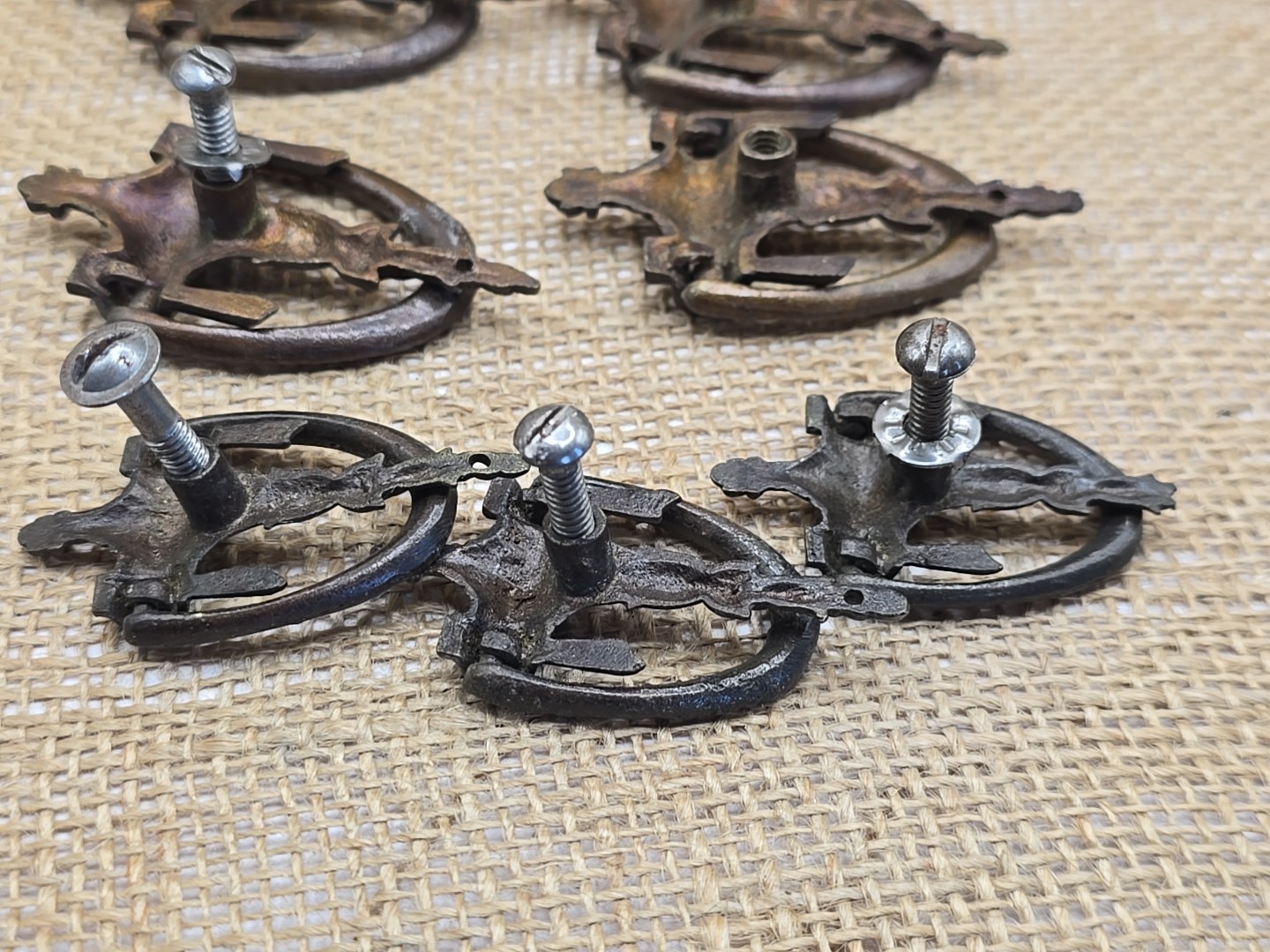 7 Vintage Brass Door Knocker Drawer Pulls Cabinet Handles