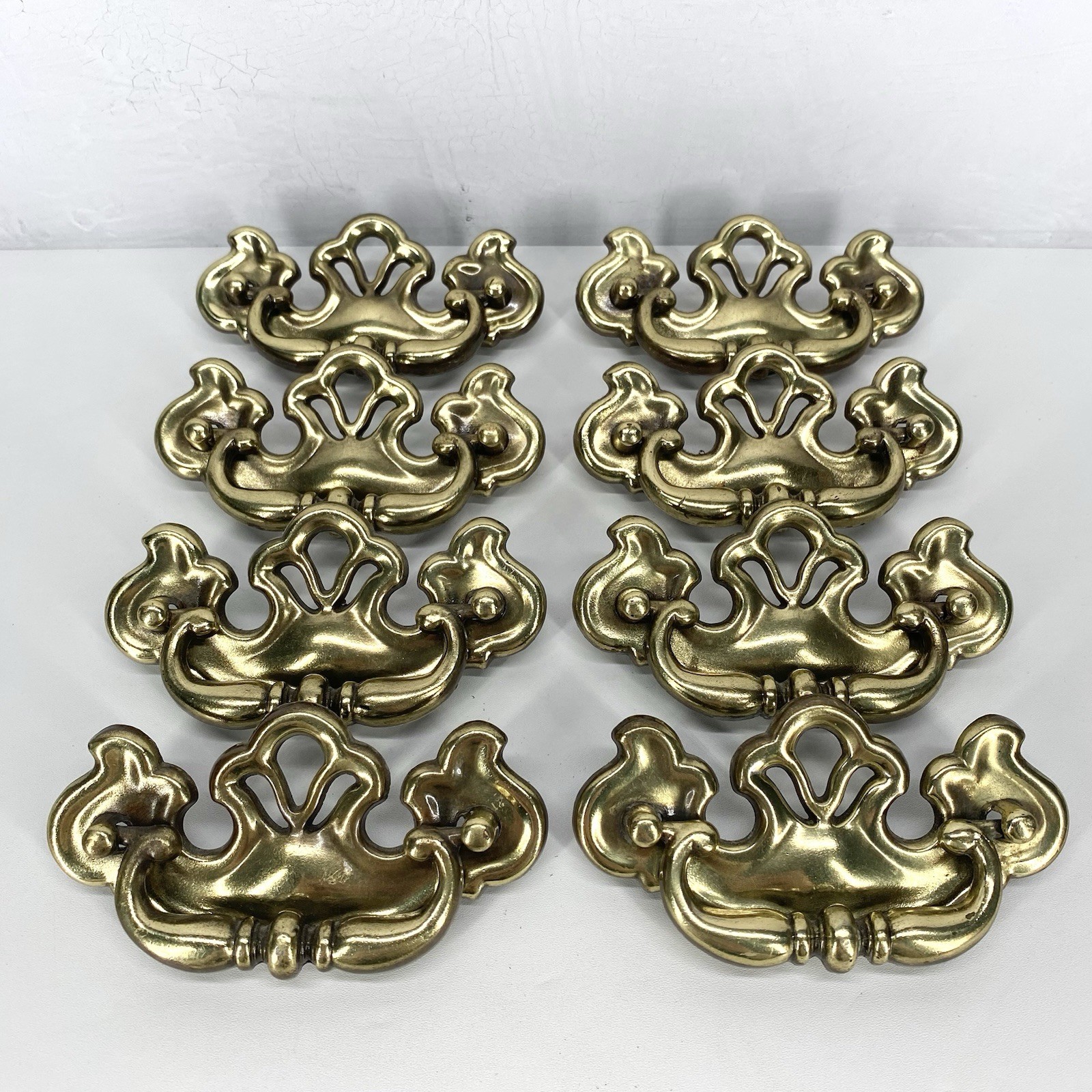 Vintage Gold Ornate Chippendale Batwing Drawer Handles Set Of 8 Art Nouveau