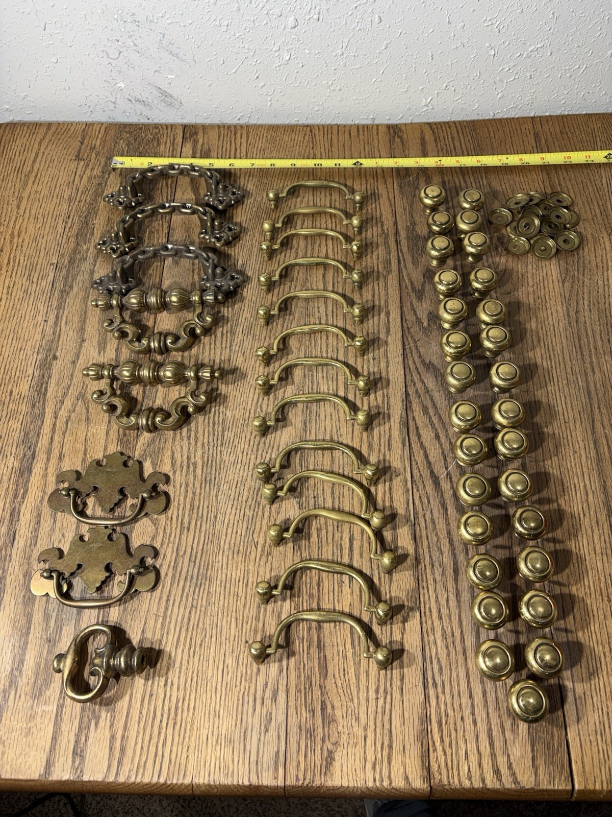 Vintage Antique Lot Brass Drawer Pulls Heavy Knobs Handles Furniture Hardware