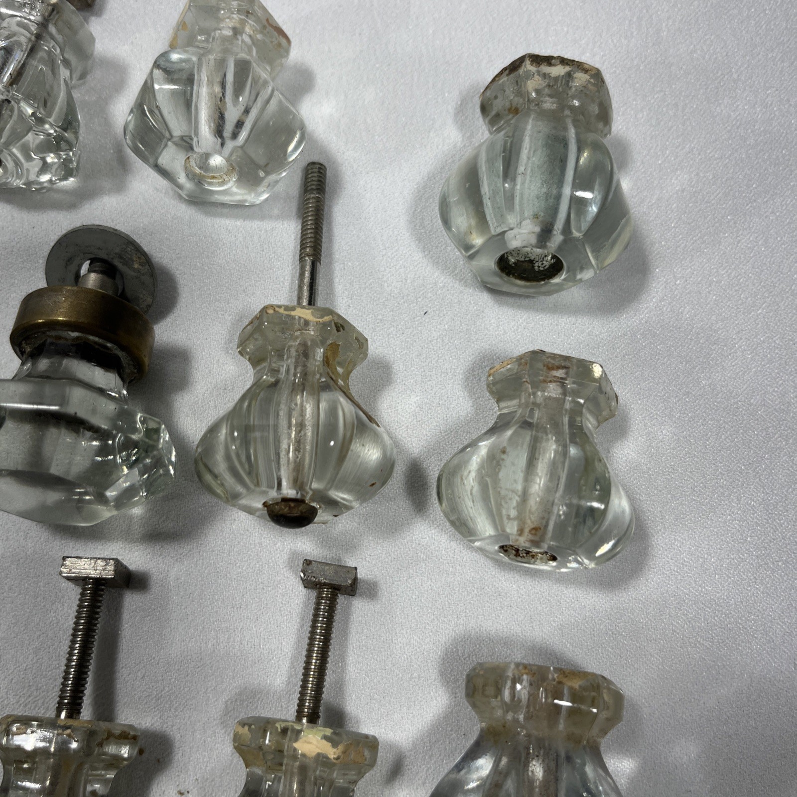 Lot Of 52 Antique Vintage Clear Glass Drawer Knobs-Salvage-Crafting-Restoration