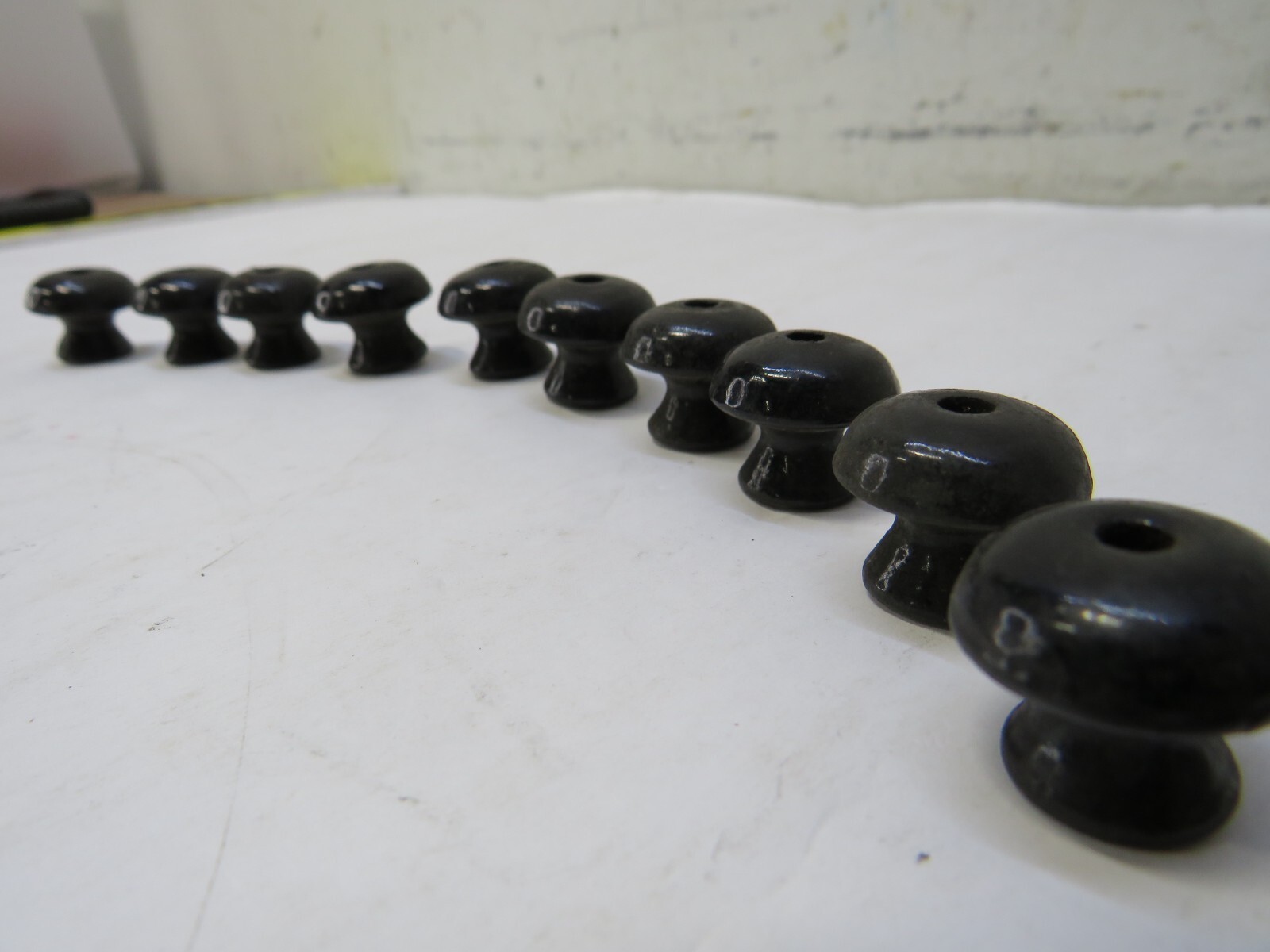 Lot of 10 NOS 1800’s Antique small wooden Black Round Drawer Handles knobs pulls