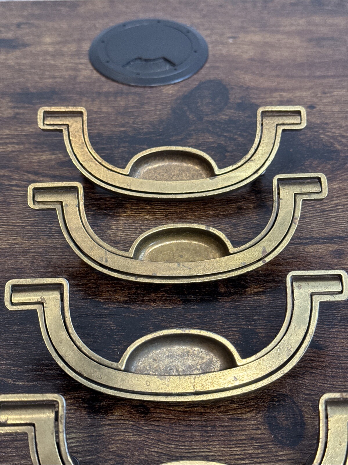 DREXEL ACCOLADE Brass Drawer Bail Pulls 6 Handles Campaign KBC N7231 – 3.5” CC