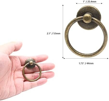 5Pcs 1″ x 2″ Bronze Ring Drawer Pulls | Vintage Cabinet Ring Handles, Drop Knobs