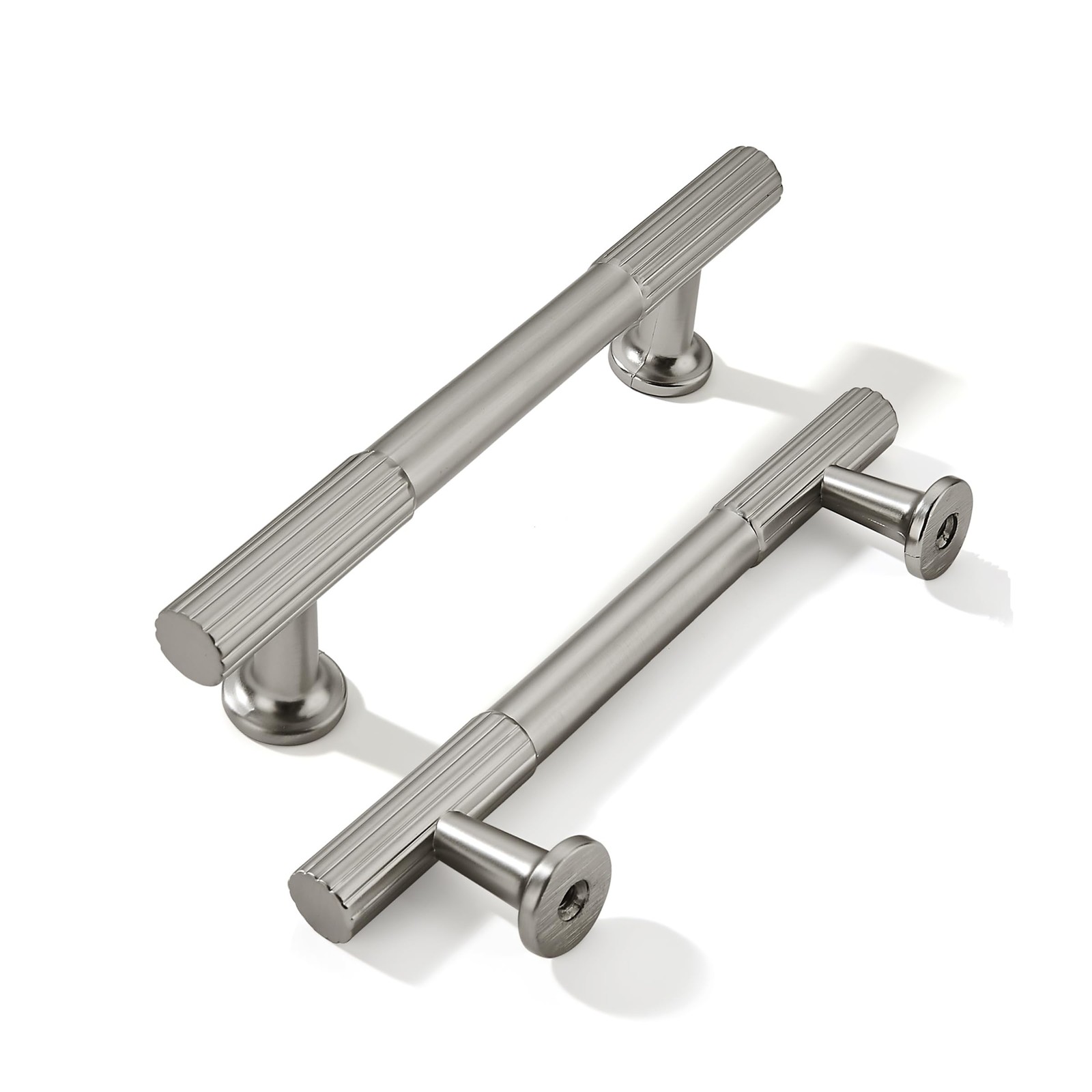 Khtumeware 3-3/4 Inch Hole Center 5 Pack Brushed Satin Nickel Cabinet Pulls
