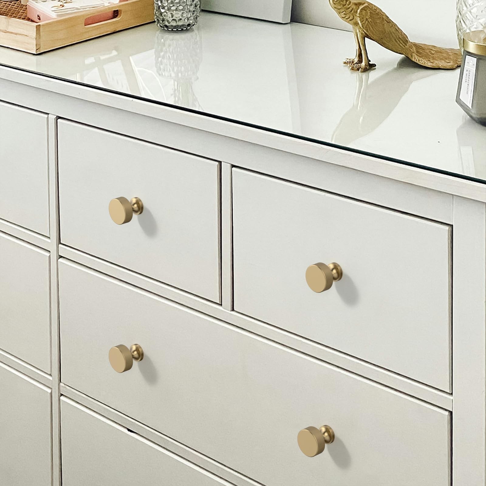Coinkoly 10 Pack Champagne Bronze Knurled Cabinet Knobs Kitchen Champagne Gold