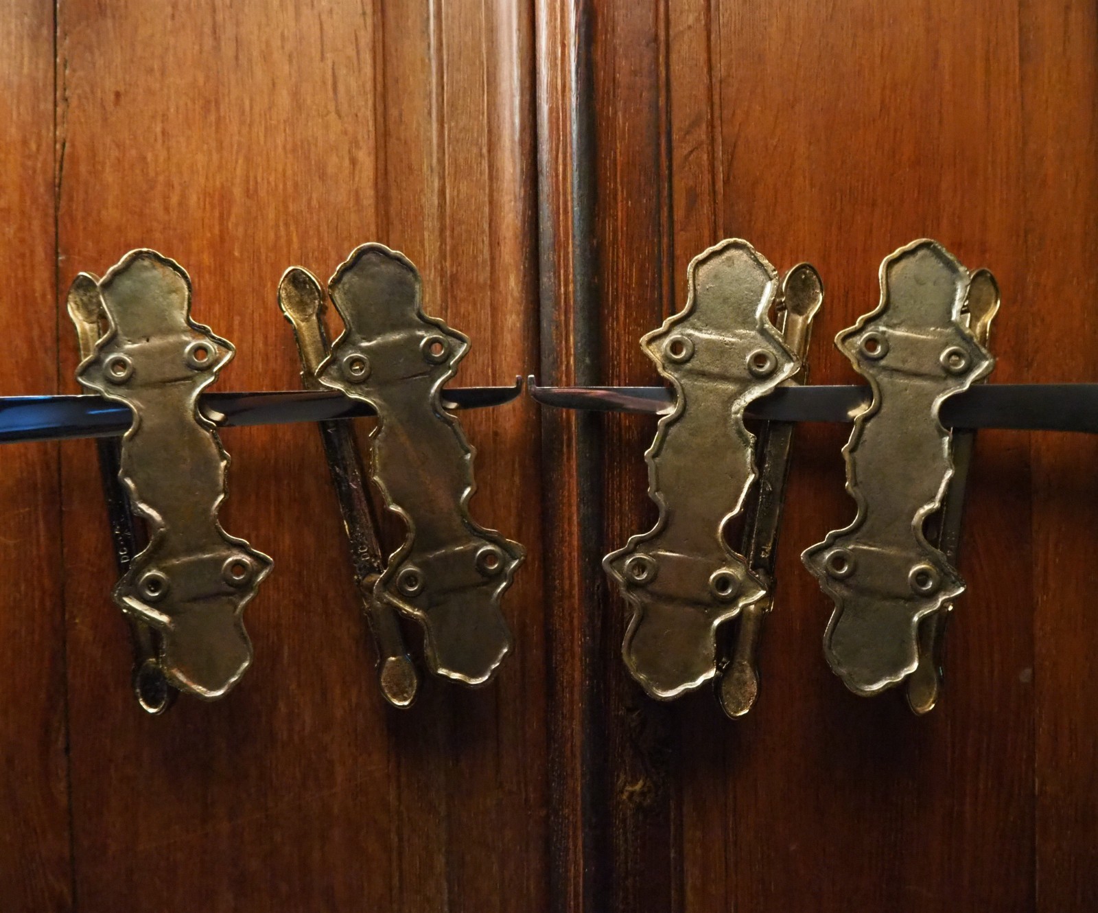 Antique French Lot of 4 Gothic brass look Coffin Handles