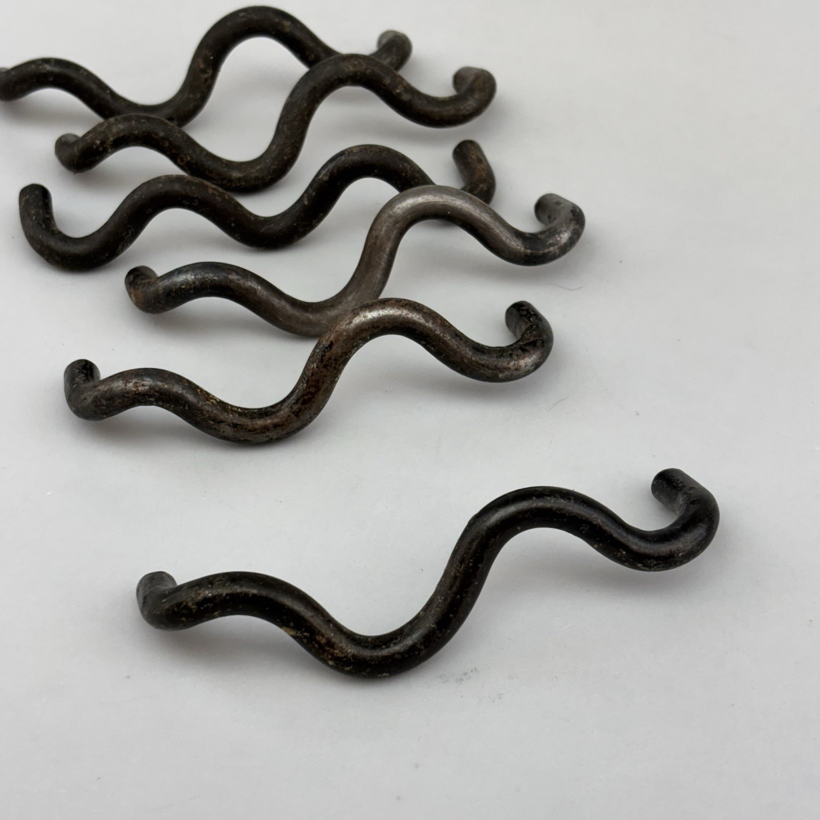 Lot/6 Vintage 4.5” Iron Cabinet Door Drawer Handles Pulls Hardware Rustic Curvy