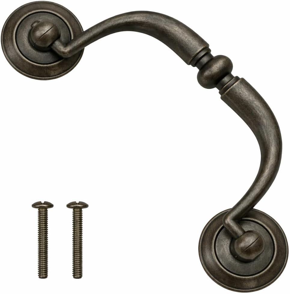 3.25″ Drawer Pulls Vintage Style Bail Drop Handles 82mm Antique Dark Brass Re…