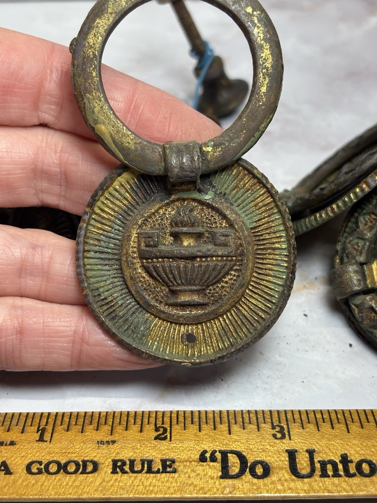 Antique Drawer Pulls Hardware Ornate Round Deco Ring Pulls Set Of 4