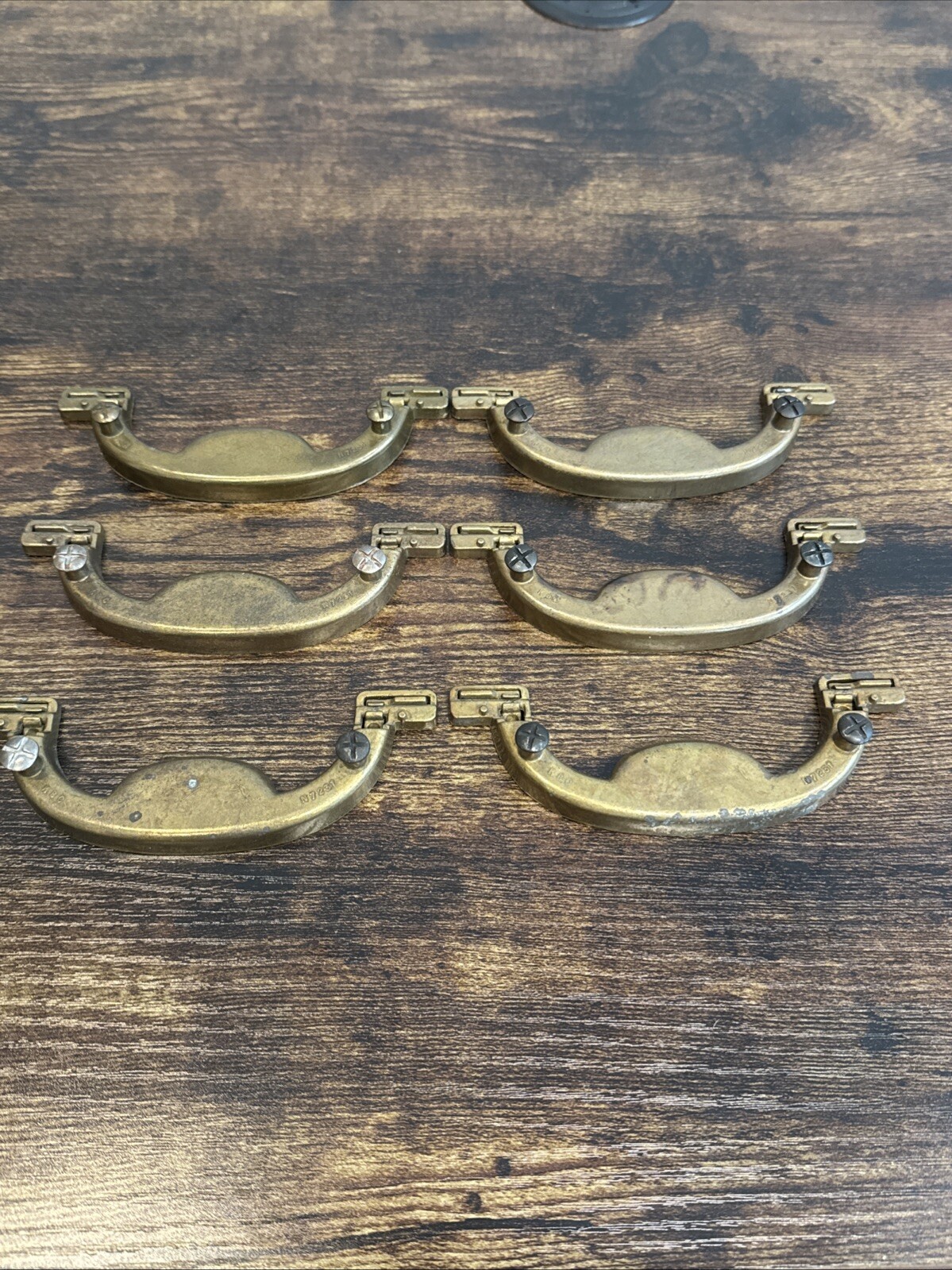 DREXEL ACCOLADE Brass Drawer Bail Pulls 6 Handles Campaign KBC N7231 – 3.5” CC