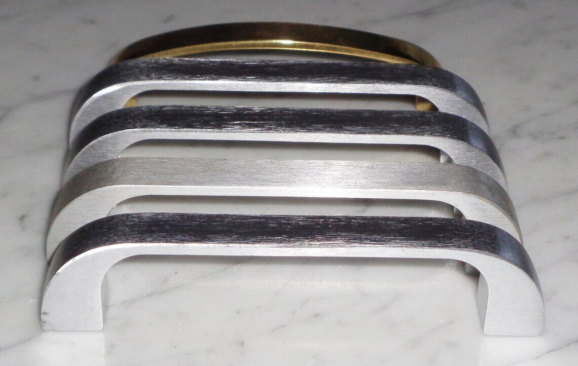 5 National Lock R208 Brass & Nickel Bar Cabinet Drawer Pull Handles Vintage