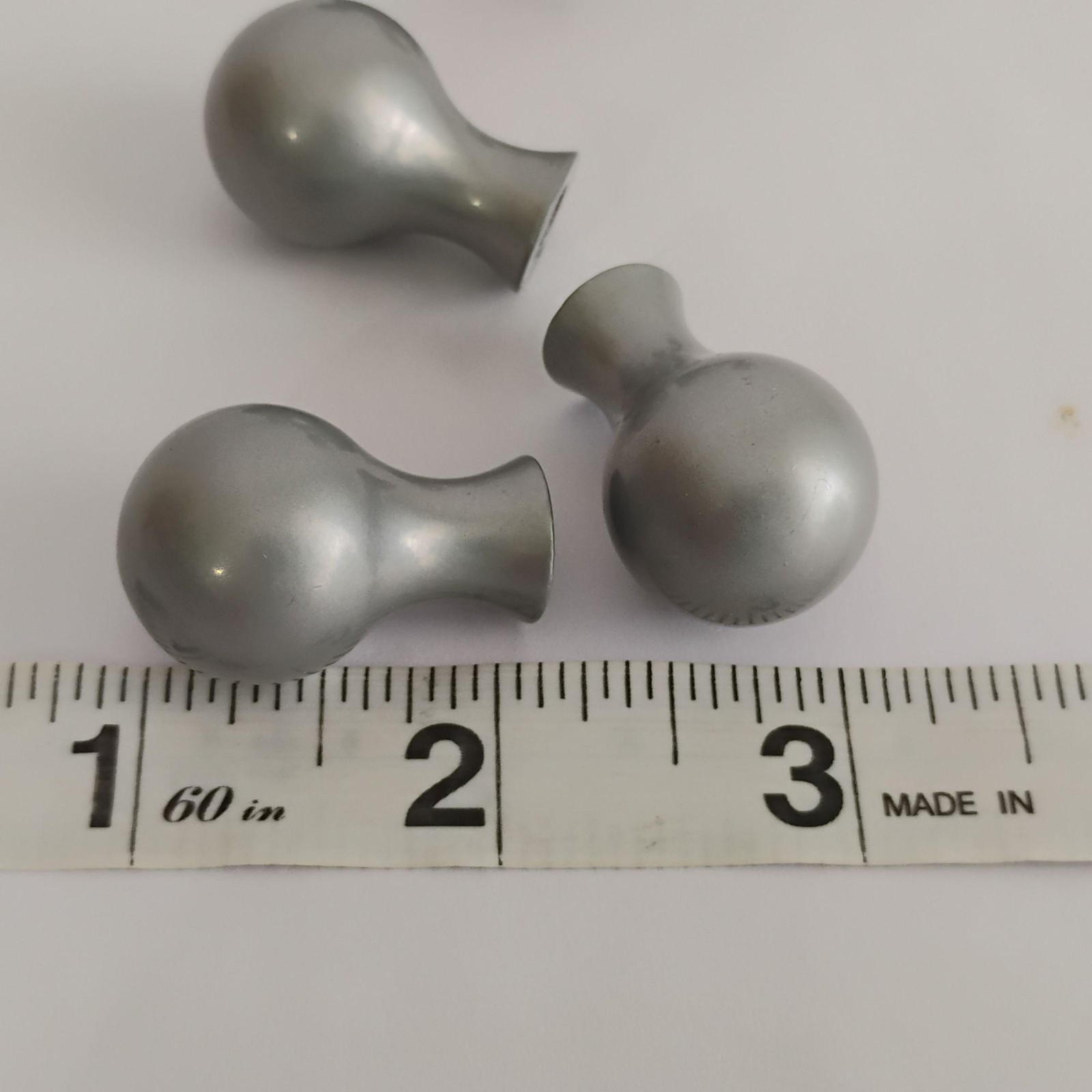 Set of 4 Vintage Pewter Ball Knobs 0.75″ Round Drawer Pulls Cabinet Hardware