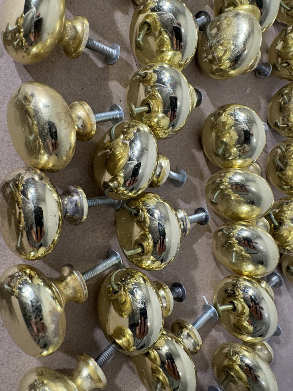 Vintage Brass Door Drawer Cabinet 1” Heavy Round Knob Lot W/Screws Furniture