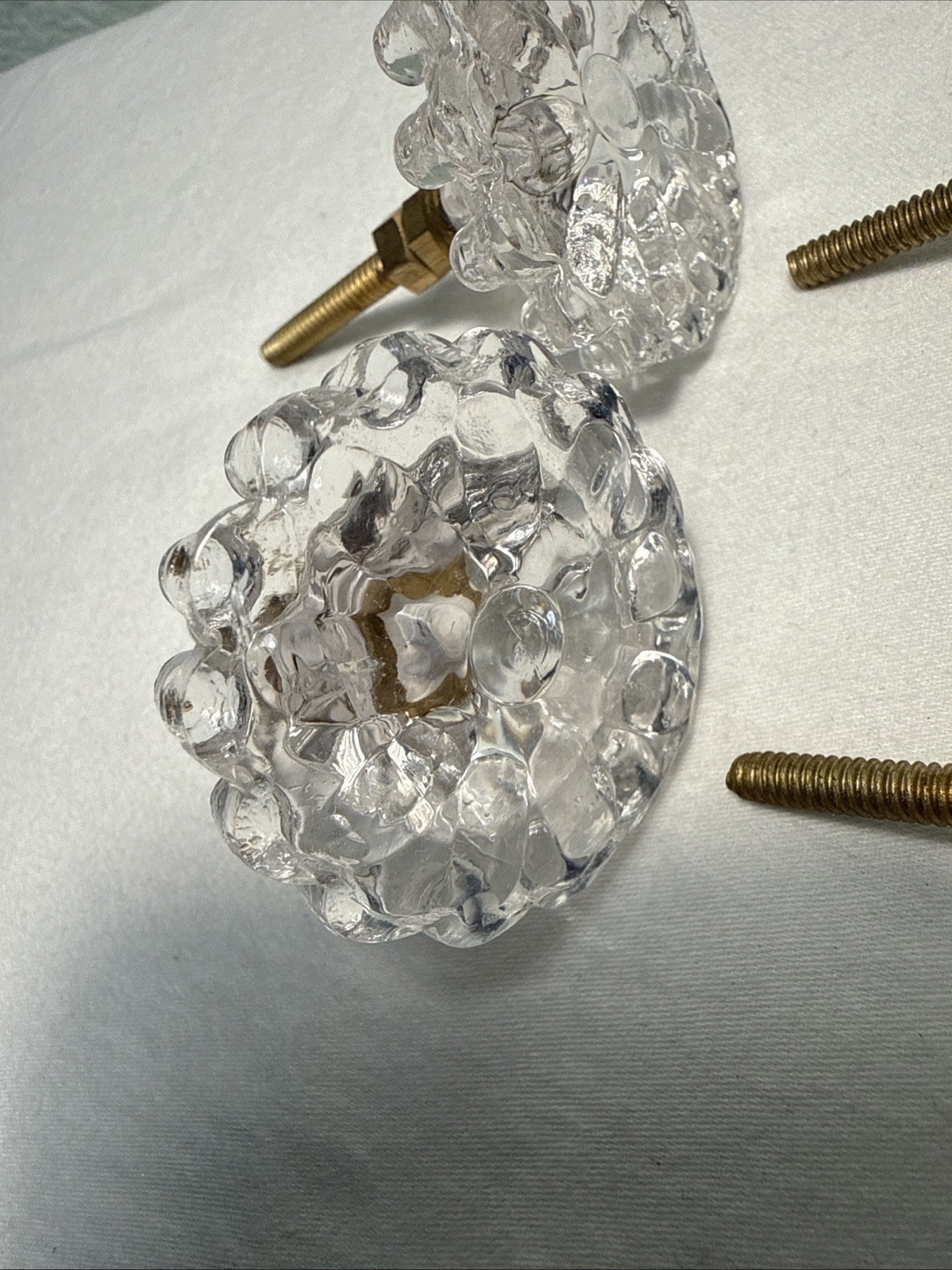 DRAWER CABINET KNOB PULL Flower Floral Clear Glass Fancy Chic Cottage LOT 4