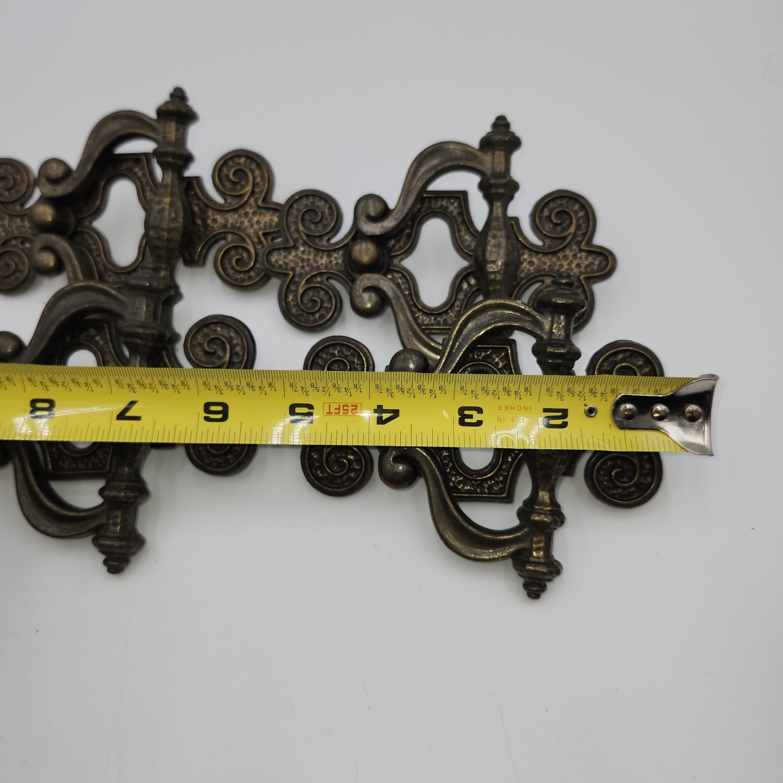 4 Brass Celtic Moorish Drawer Bail Cabinet Door Ring Pull Handle & Backplate