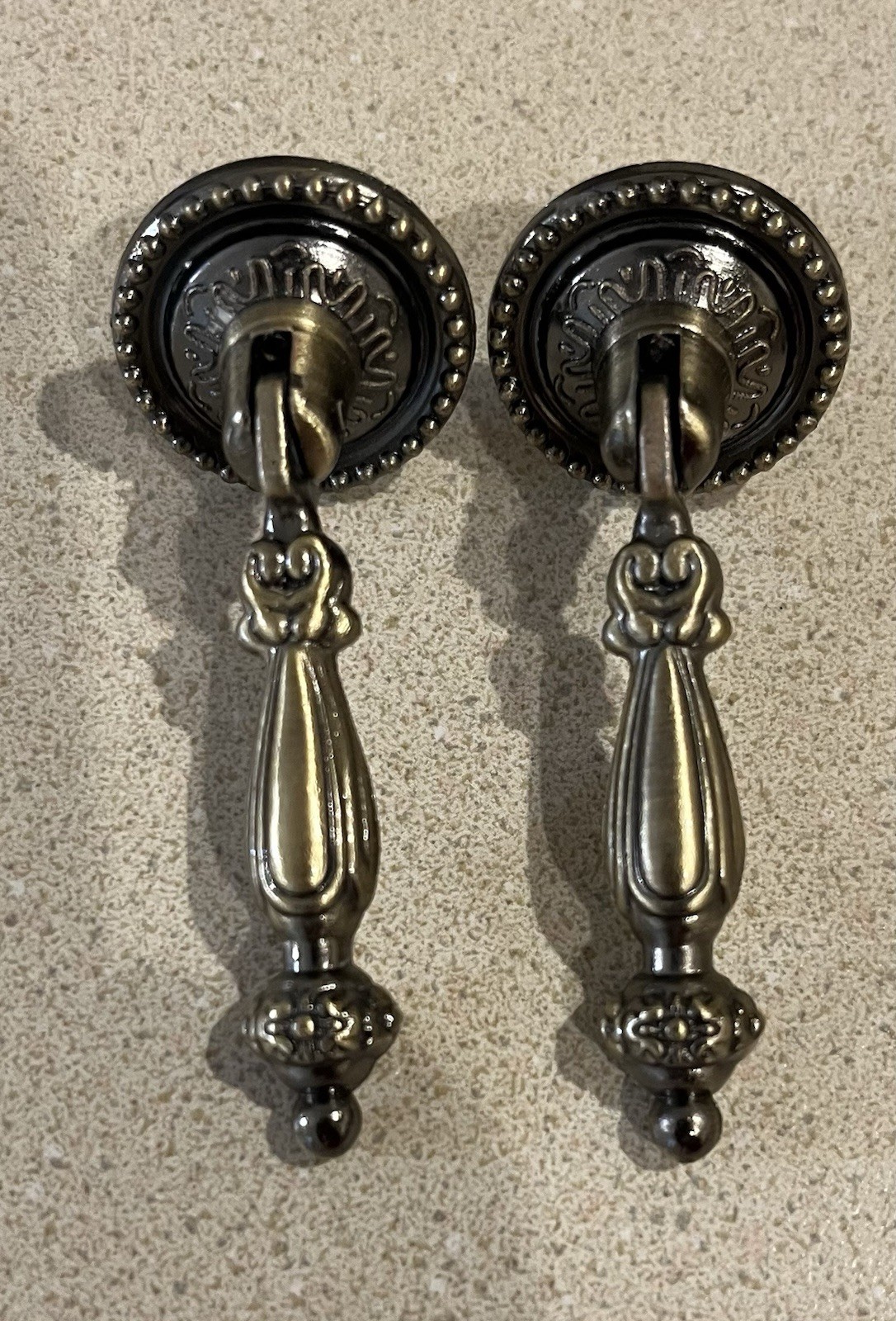 Antique Brass Metal Drawer Pulls Handles Teardrop Vintage Cabinet Knobs Hardware