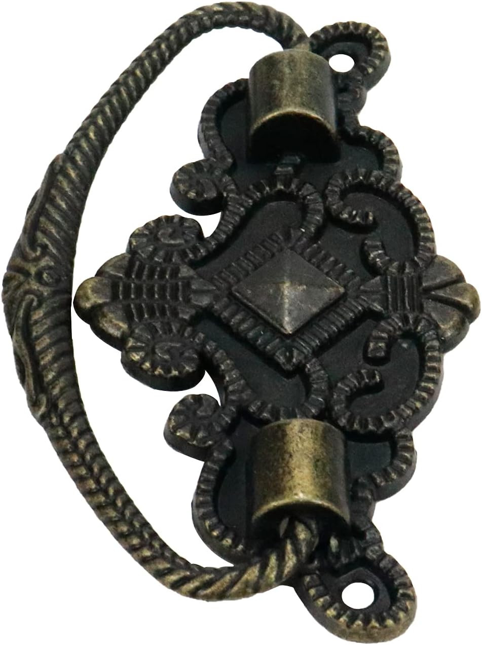 8Pcs Vintage Antique Cabinet Bail Pull Handle Drop Ring Pulls 2.5″ Holes Bronze