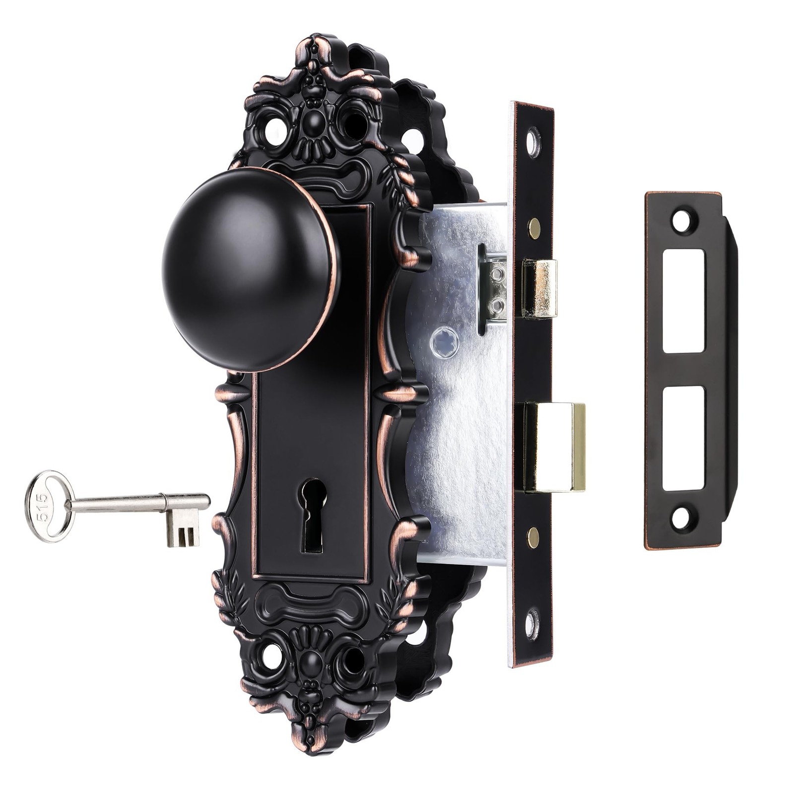Vintage Mortise Door Knobs with Skeleton Key, Mortise Lock Set for Interior D…