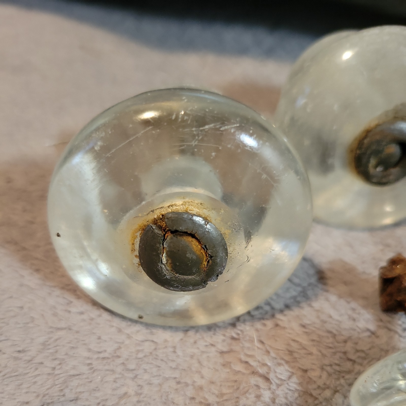 Set 6 Antique Glass Furniture Knobs or Pulls