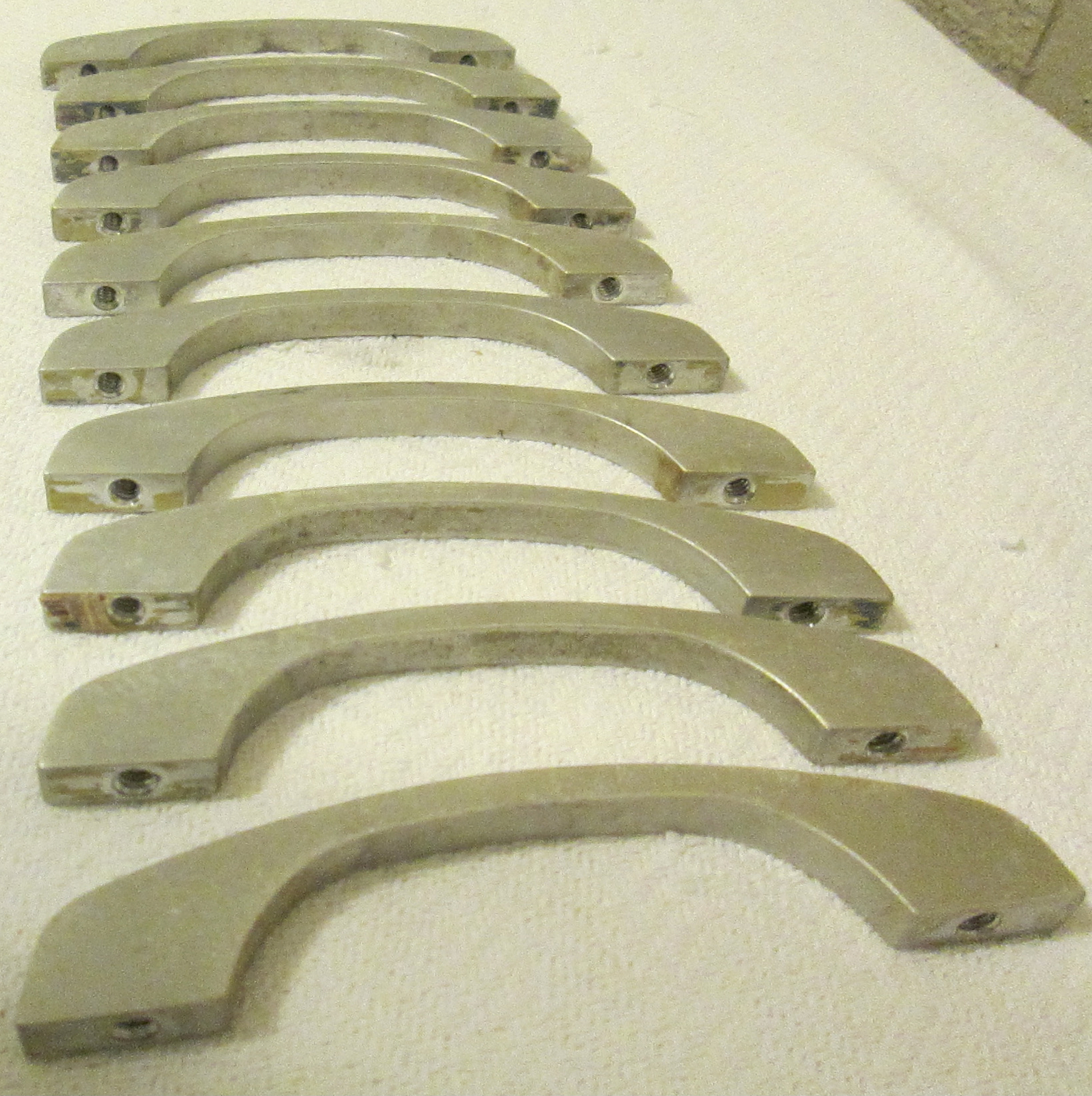 10 Vintage Mid Century MCM Brushed Aluminum Metal Drawer or Cabinet Pulls Knobs