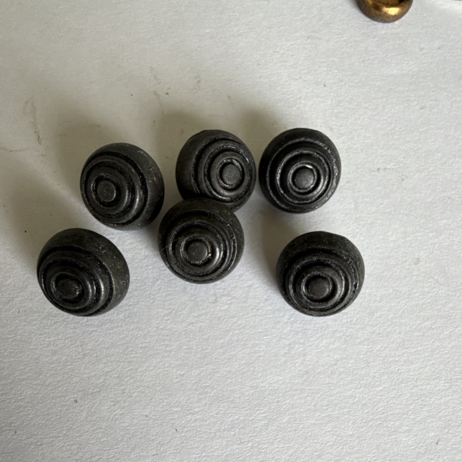 Lot of 6 Antique Brass Dome Shank Buttons – 1920s Industrial Patina