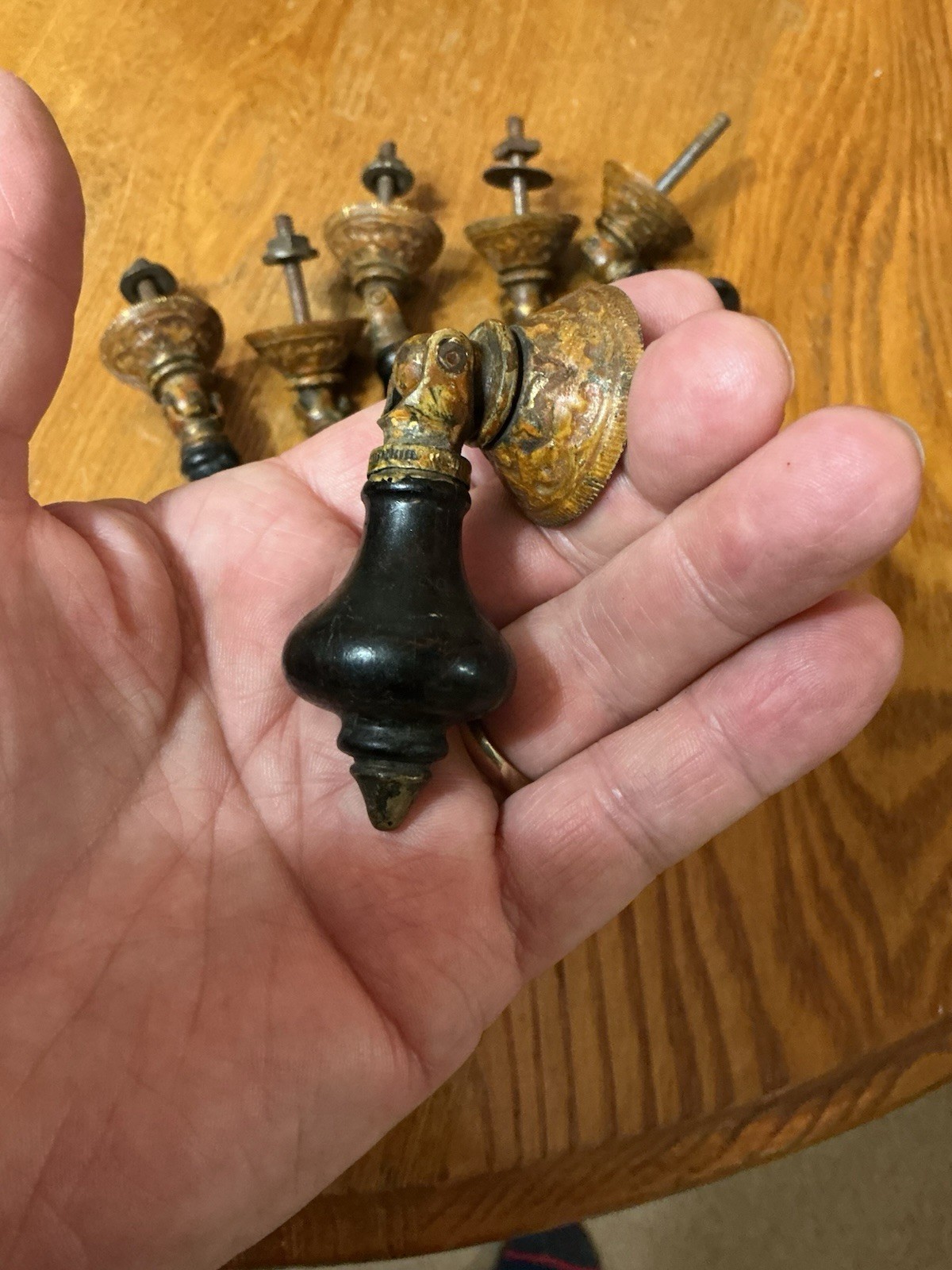 RARE ANTIQUE TEARDROP BLACK EBONIZED VICTORIAN PULL PRICED PER PULL BEAUTIFUL!