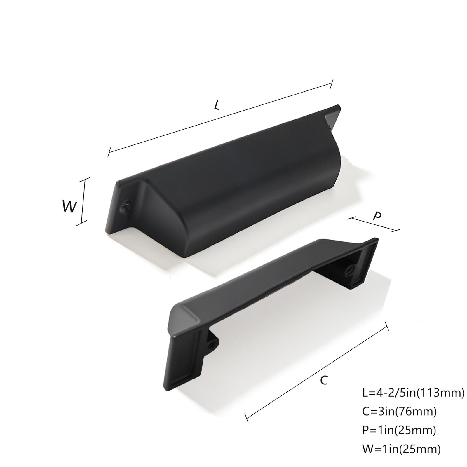 10 Pack 3 Inch Center to Center Matte Black Cabinet Cup Pulls Drawer Pulls Ki…