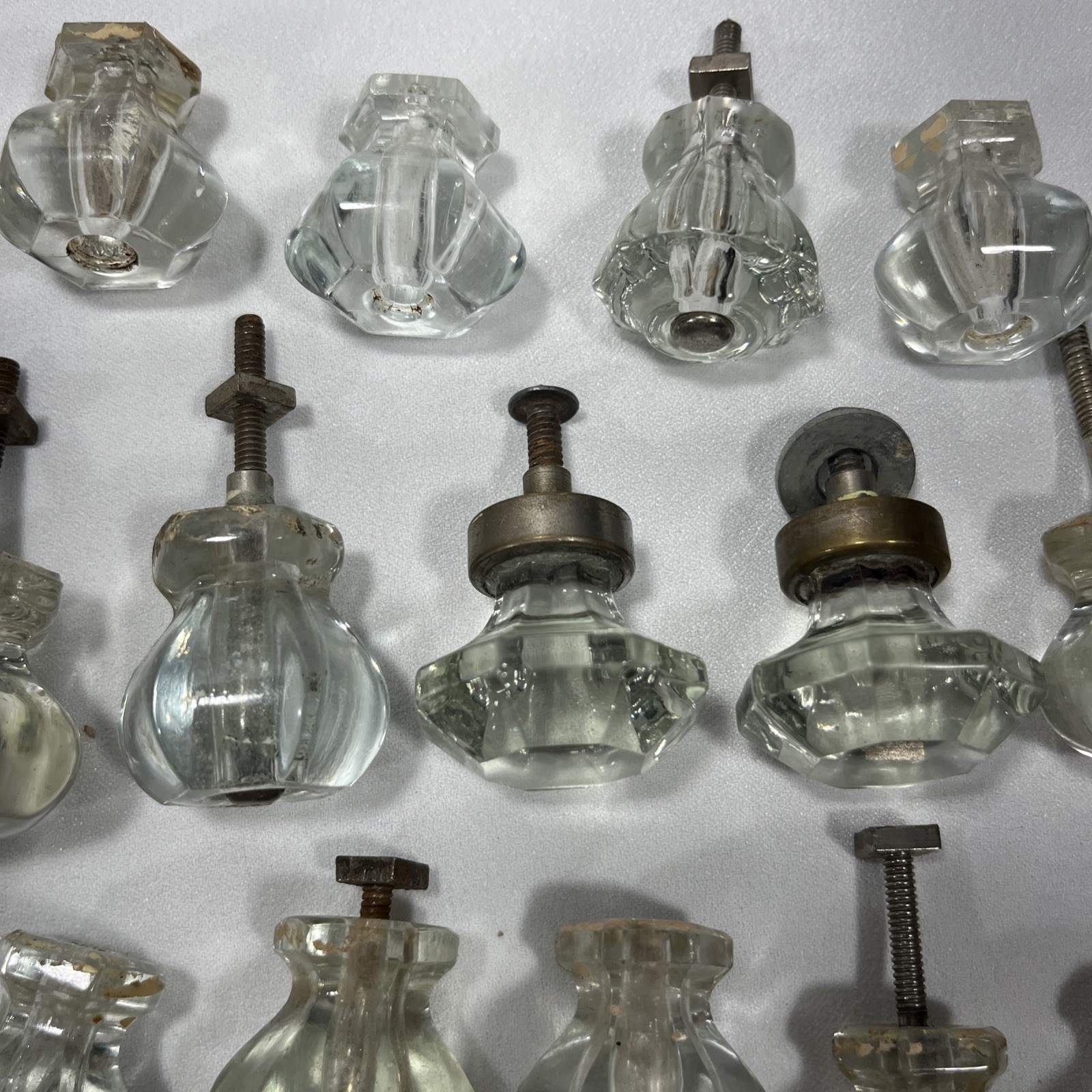 Lot Of 52 Antique Vintage Clear Glass Drawer Knobs-Salvage-Crafting-Restoration