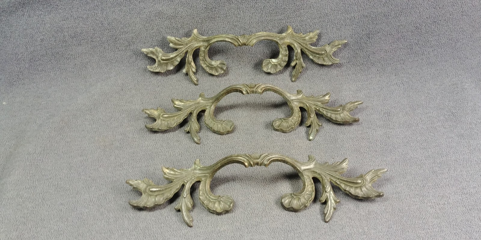 3 Match Set Cast French Provincial Handle Drawer Pull Hardware Vintage Lot 8″