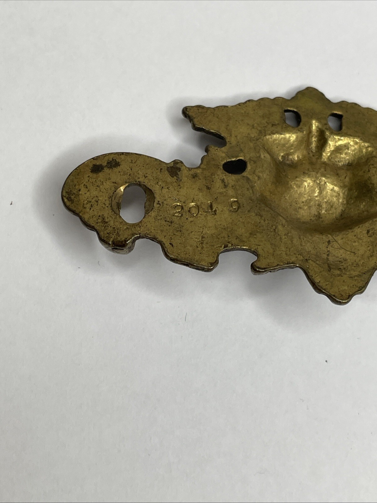 Antique Old Man Wind Winter Heavy Brass Drawer Pull Back Plate
