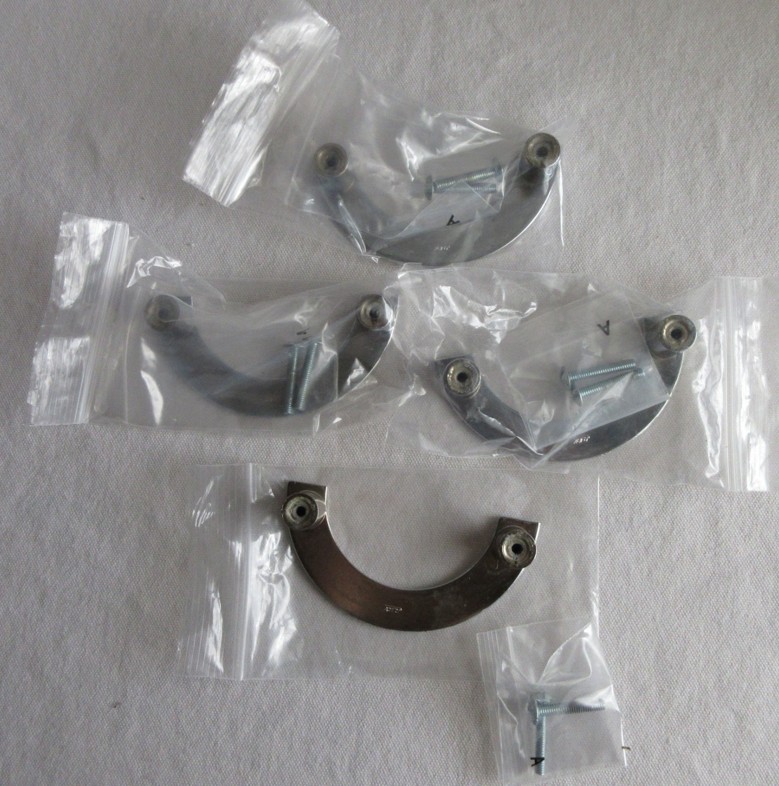 NOS Ajax Chrome Drawer Pull 3 5/8″ Half Circle Lot of 4 Midcentury Atomic Age