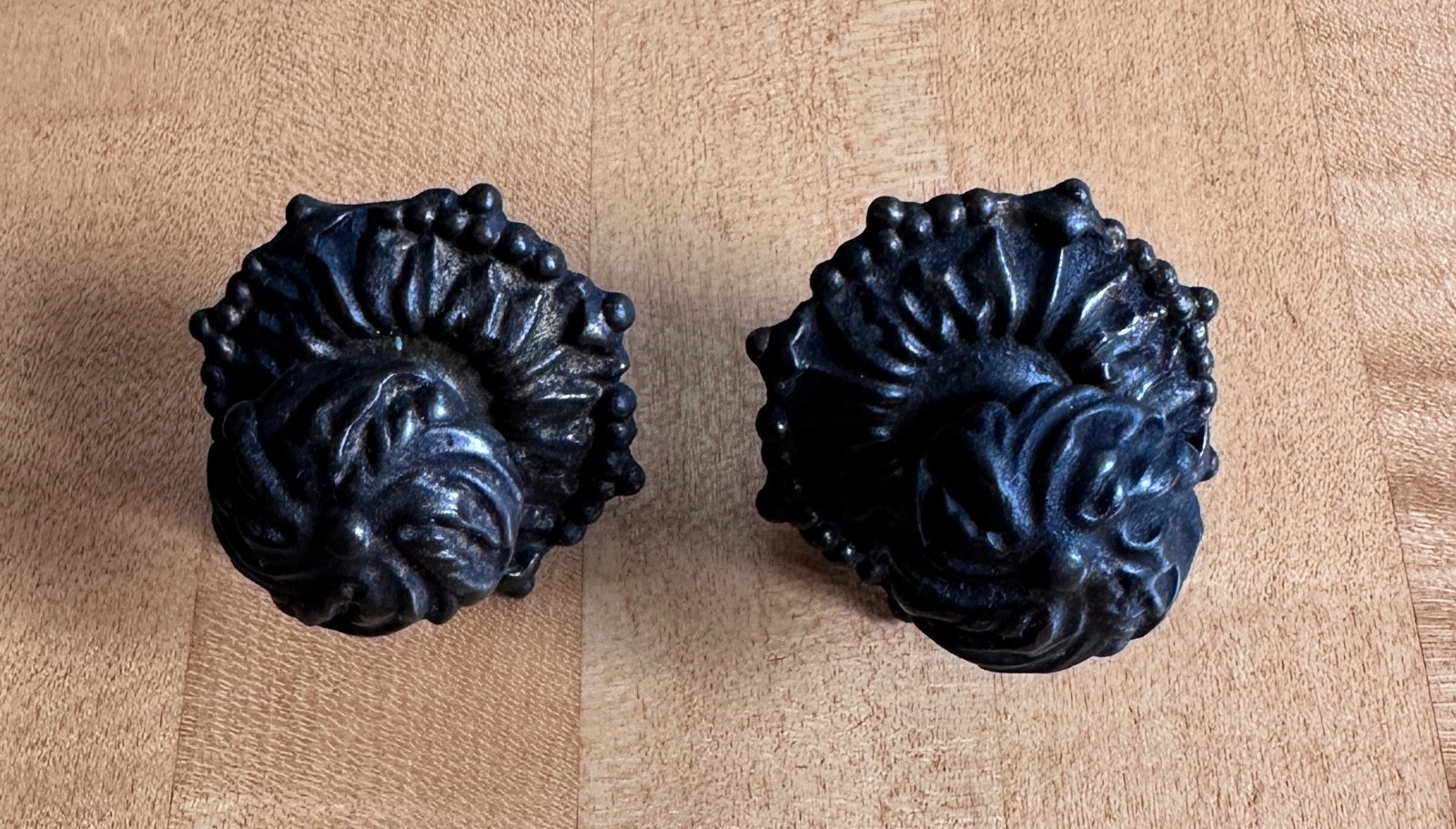 Pair Antique Metal Dresser Drawer Pull, Knobs
