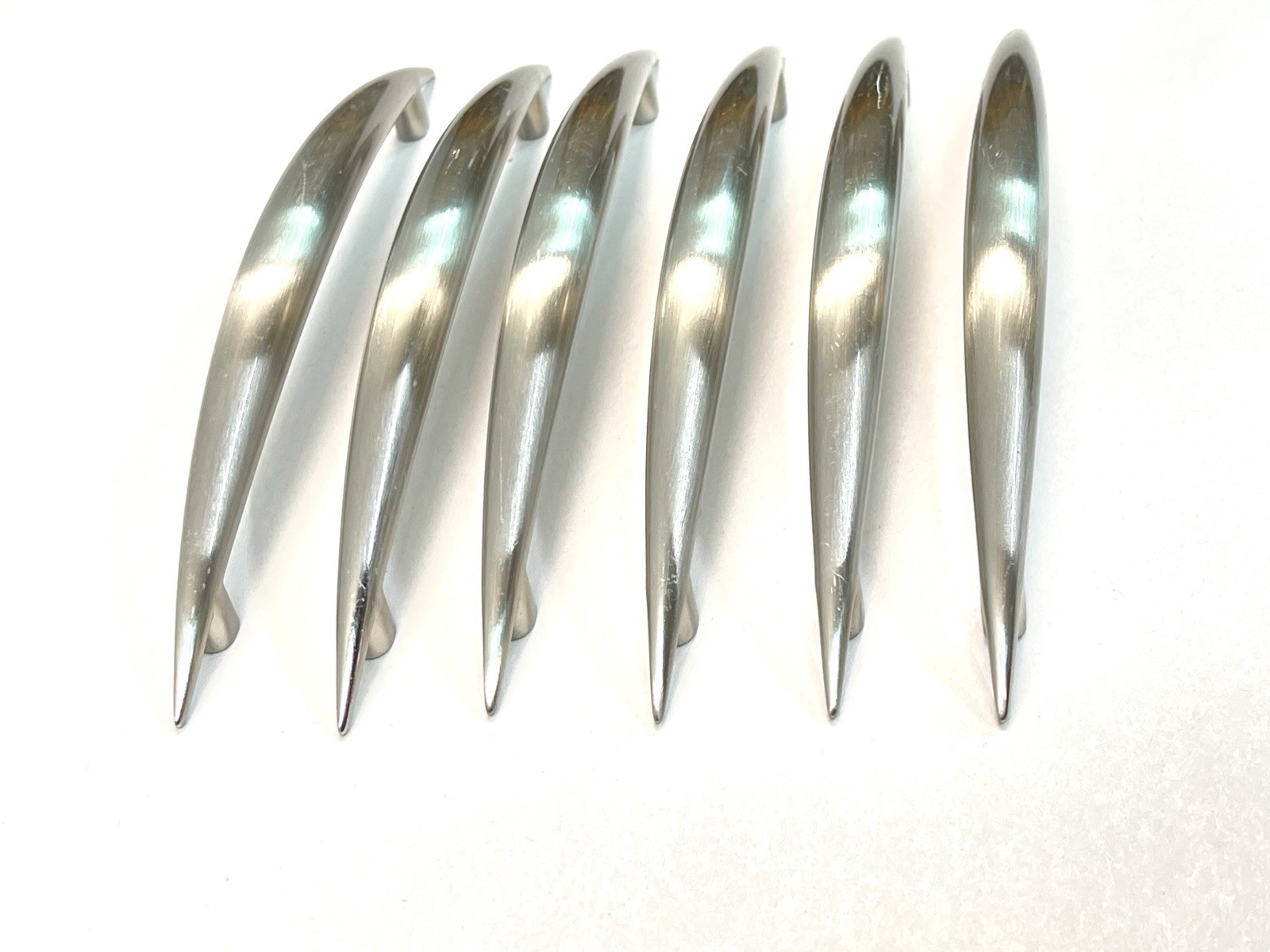 6 KBC Vintage Polished Nickel Drawer Pull Fixed Handle MCM 5″ OCB lot#1866