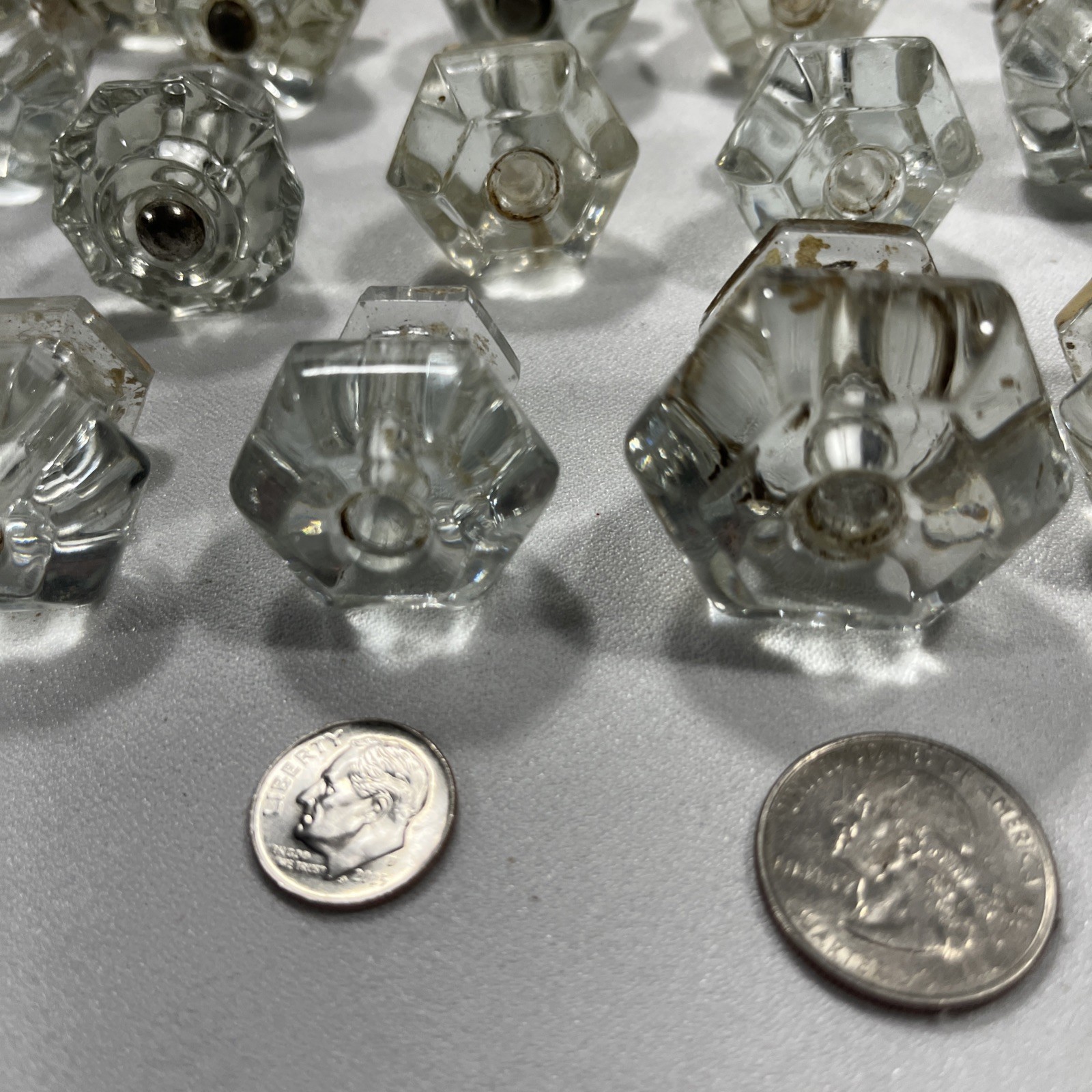 Lot Of 52 Antique Vintage Clear Glass Drawer Knobs-Salvage-Crafting-Restoration