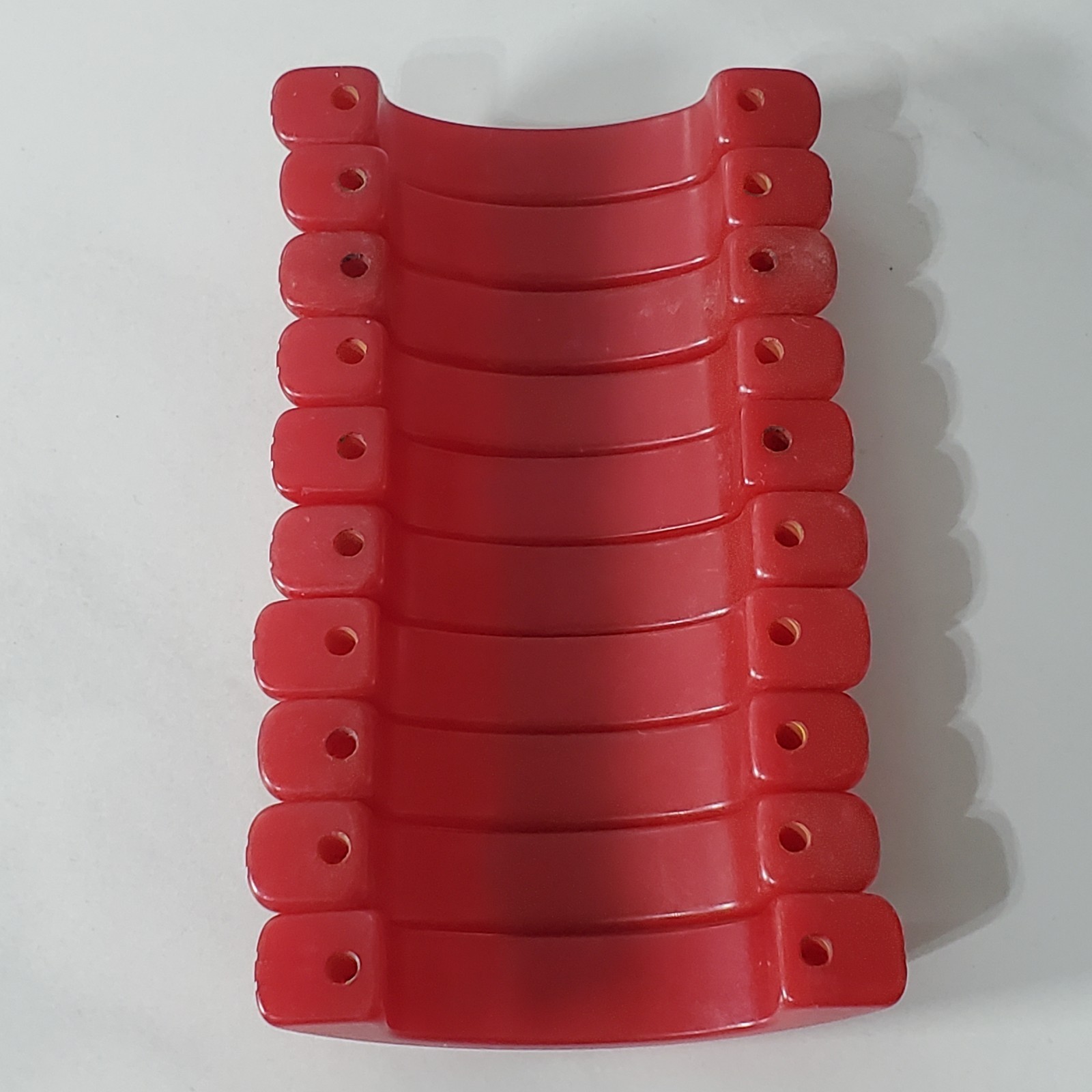 Bakelite Cherry Red White Stripe Art Deco Drawer Pull Cabinet Handle Set of 10