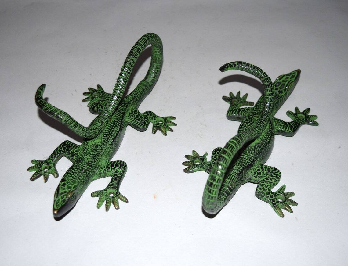 9” Inches Lizard Brass Door Handle Komodo Dragon Gate Pull Entry Club Dec HK115