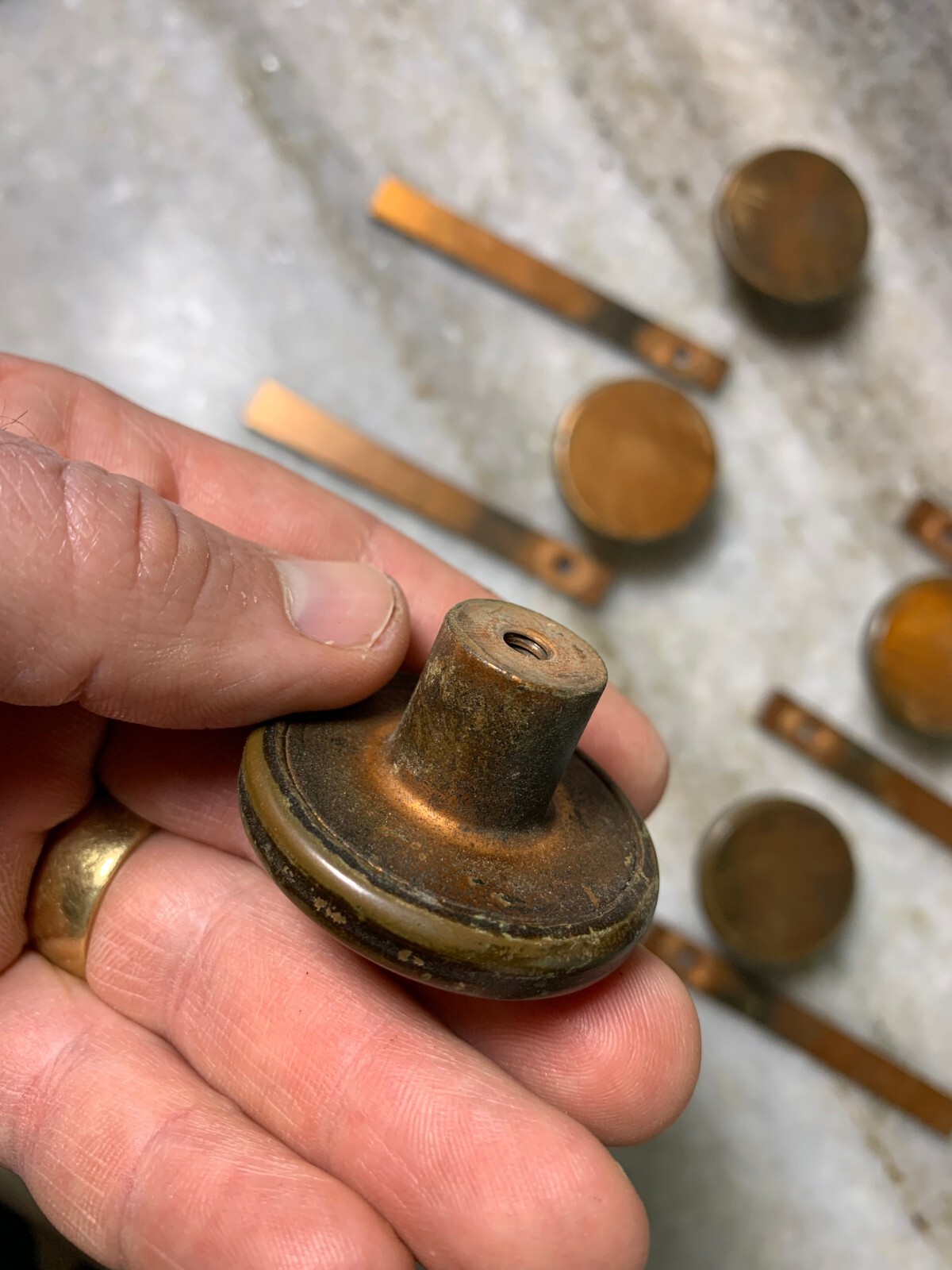 Antique Vintage Art Deco Brass Metal Dresser Bureau Drawer Knob Pulls Handles