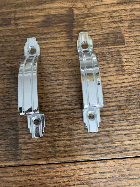 Set of 2 Chrome Art Deco “waterfall” cabinet door vintage pulls