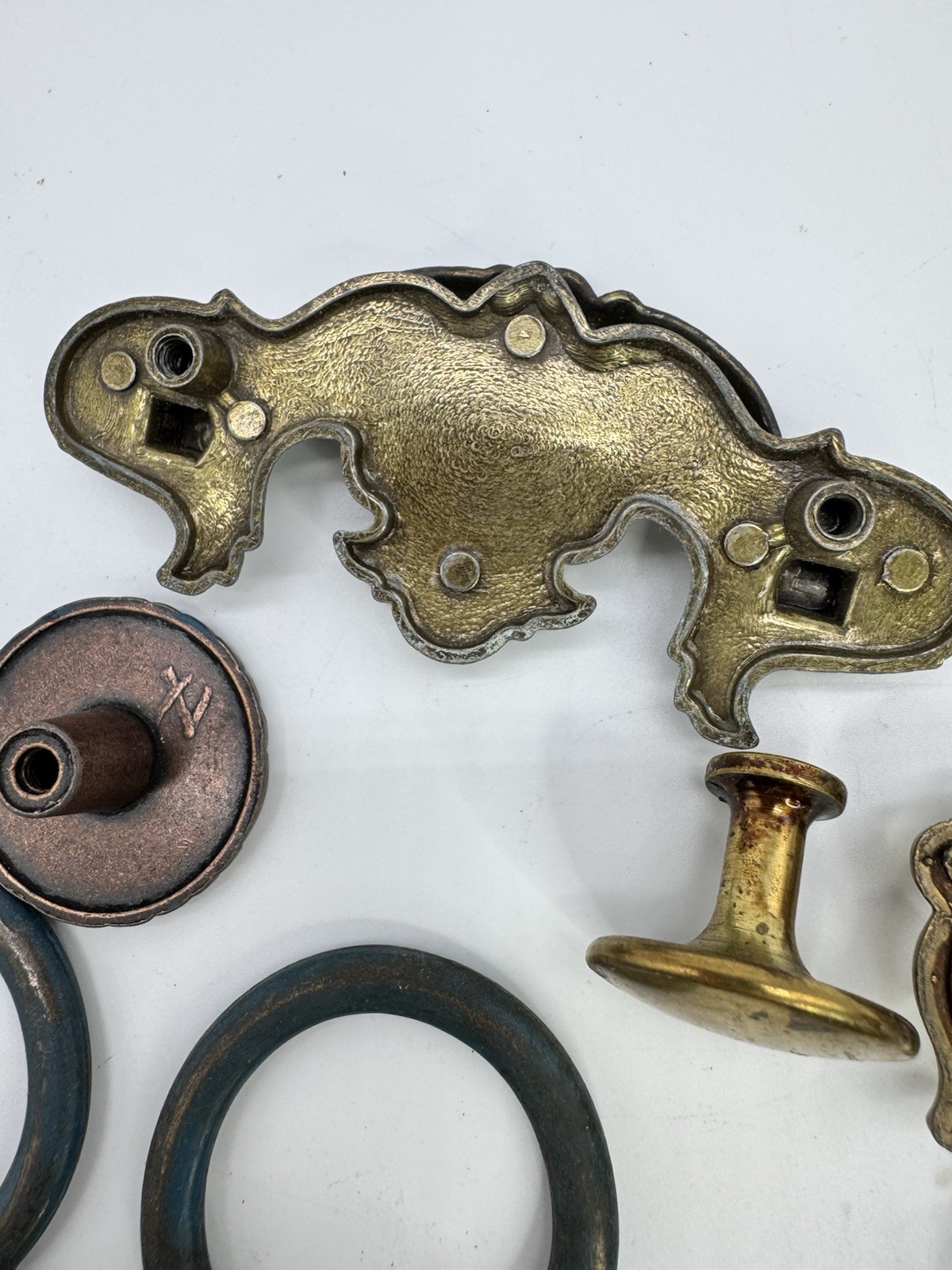 Vintage Brass Drawer Pulls Knobs Lot Ornate Hardware Mixed Antique Style 20 Lot
