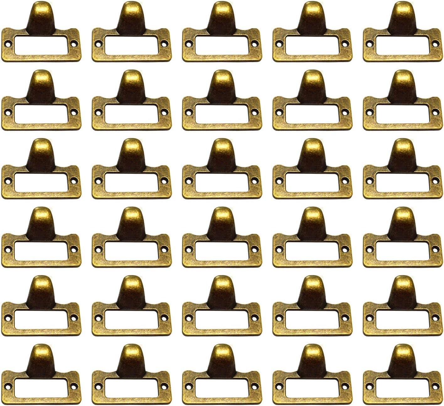 30-Pack Zinc Alloy Antique Bronze Label Frame Drawer Pulls -Vintage Industria…